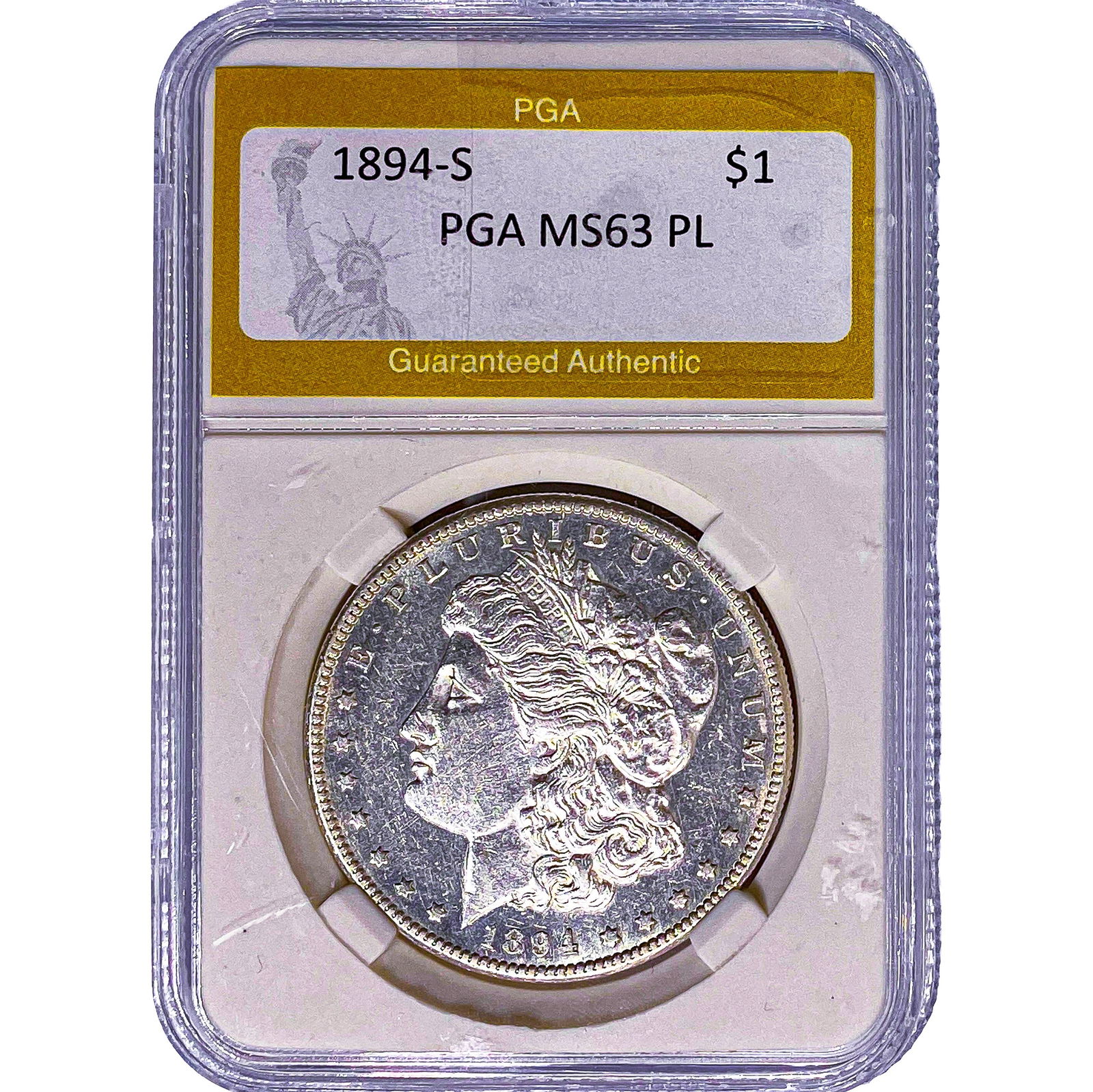 1894-S Morgan Silver Dollar PGA MS63 PL: 1894-S Morgan Silver Dollar PGA MS63 PL