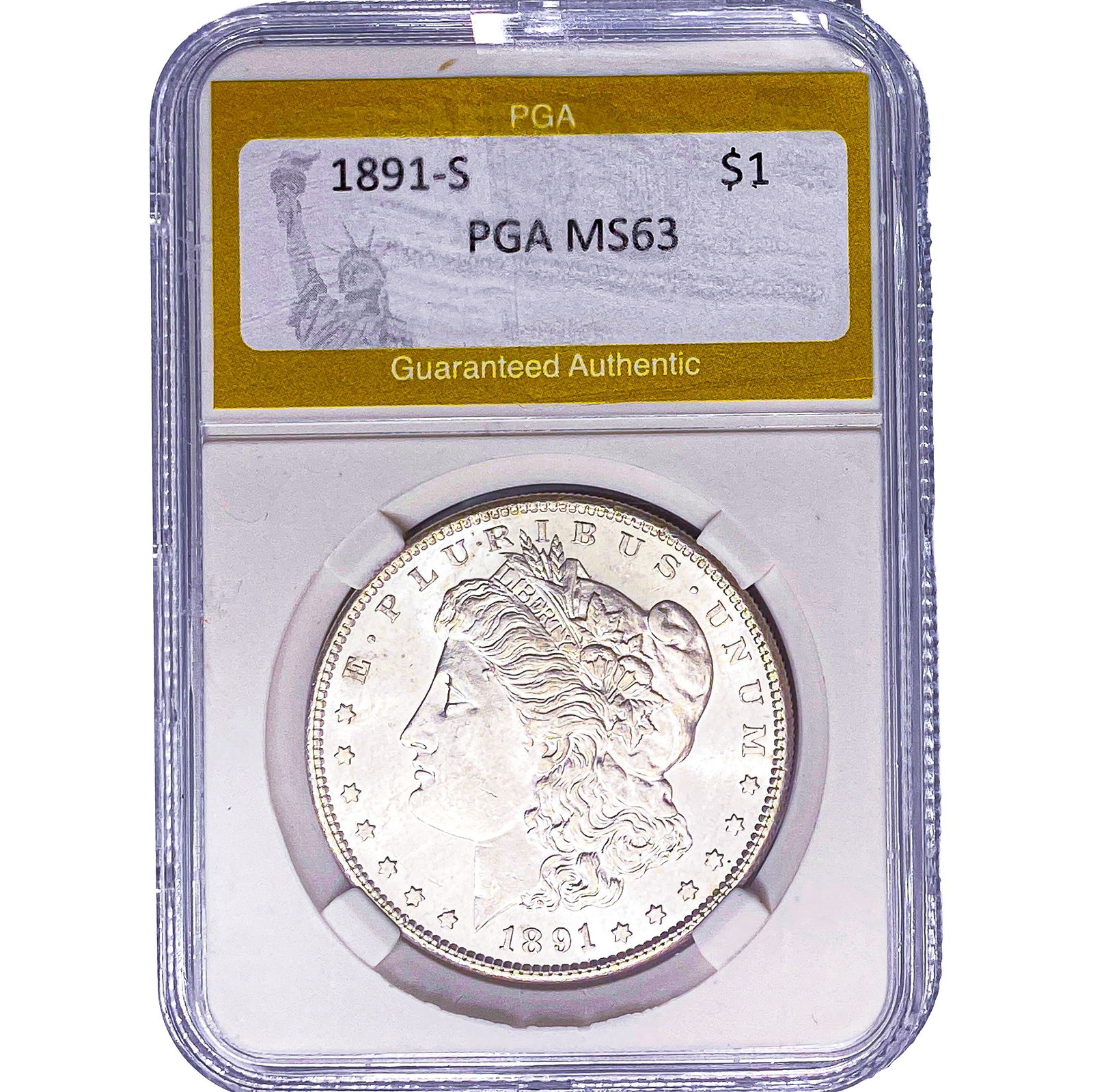 1891-S Morgan Silver Dollar PGA MS63: 1891-S Morgan Silver Dollar PGA MS63