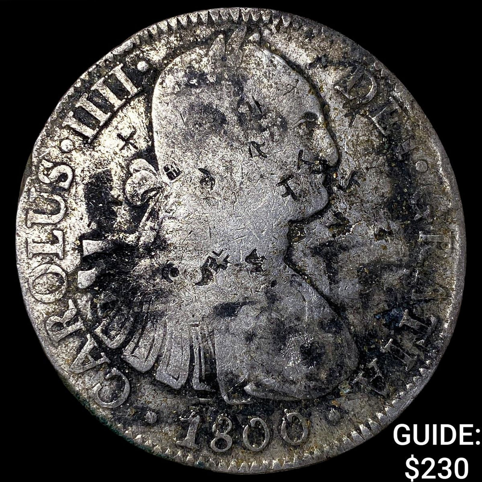 1800 Colonial Spain Silver 8 Reales Punchmarked NEARLY UNCIRCULATED (1 of 2)