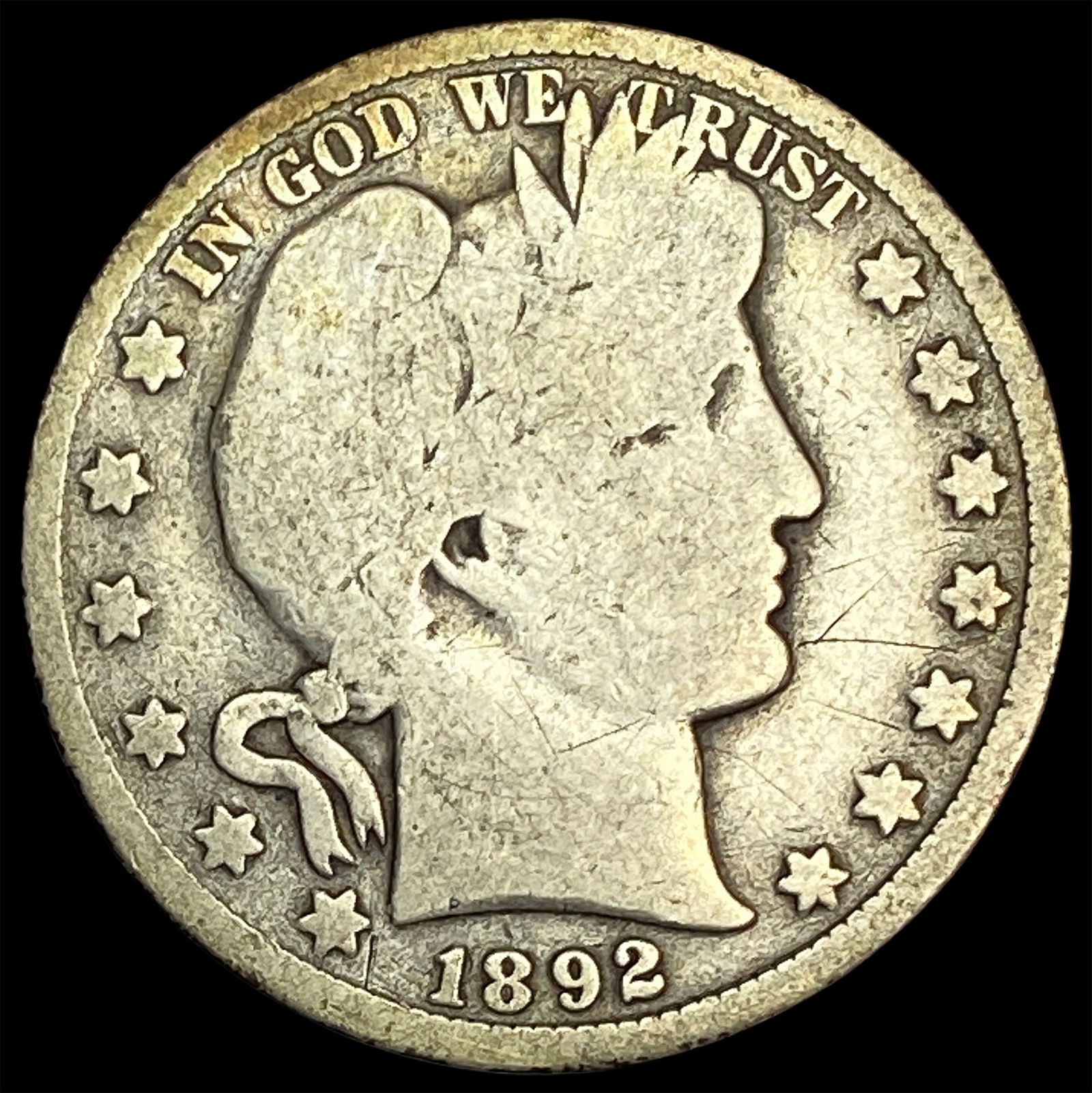 1892 Silver Barber Half Dollar NICELY CIRCULATED (1 of 2)