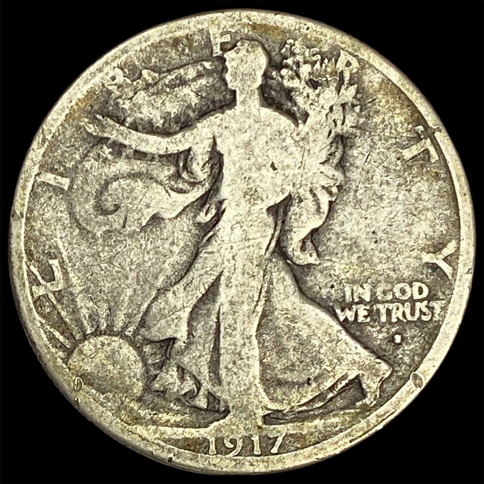 1917-S Silver Walking Liberty Half Dollar NICELY CIRCULATED (1 of 2)