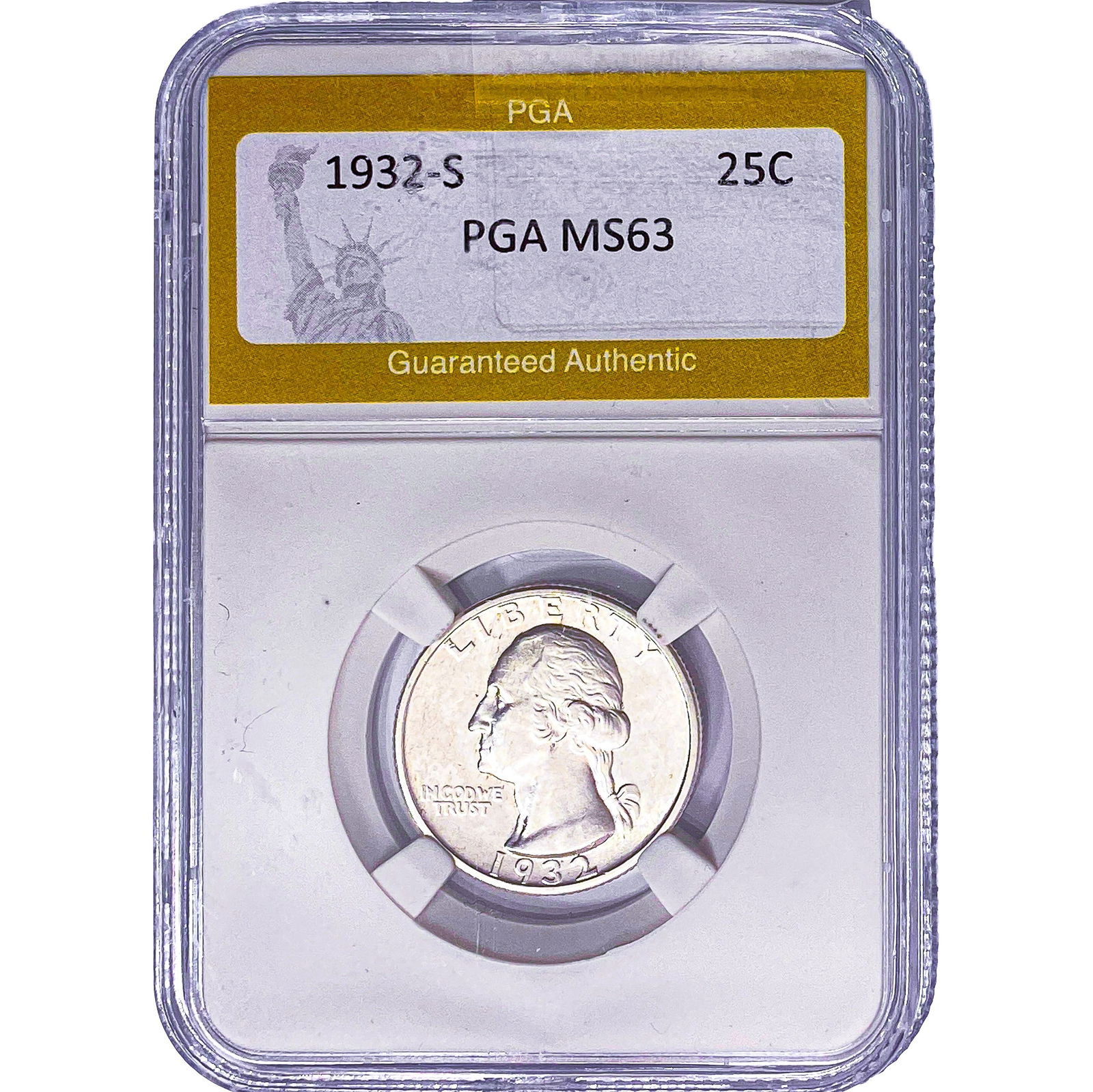1932-S Washington Silver Quarter PGA MS63: 1932-S Washington Silver Quarter PGA MS63