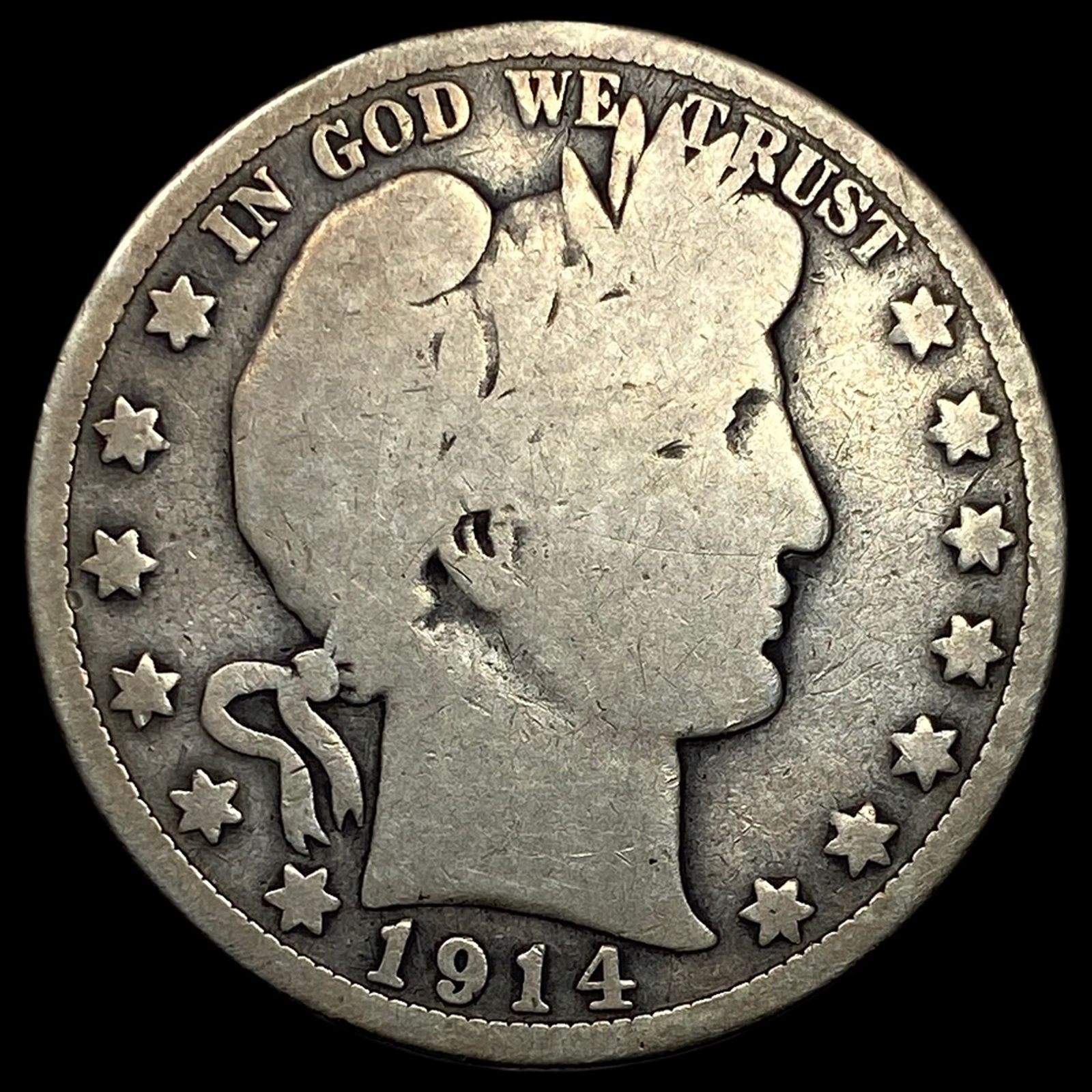 1914 Silver Barber Half Dollar NICELY CIRCULATED: 1914 Silver Barber Half Dollar NICELY CIRCULATED