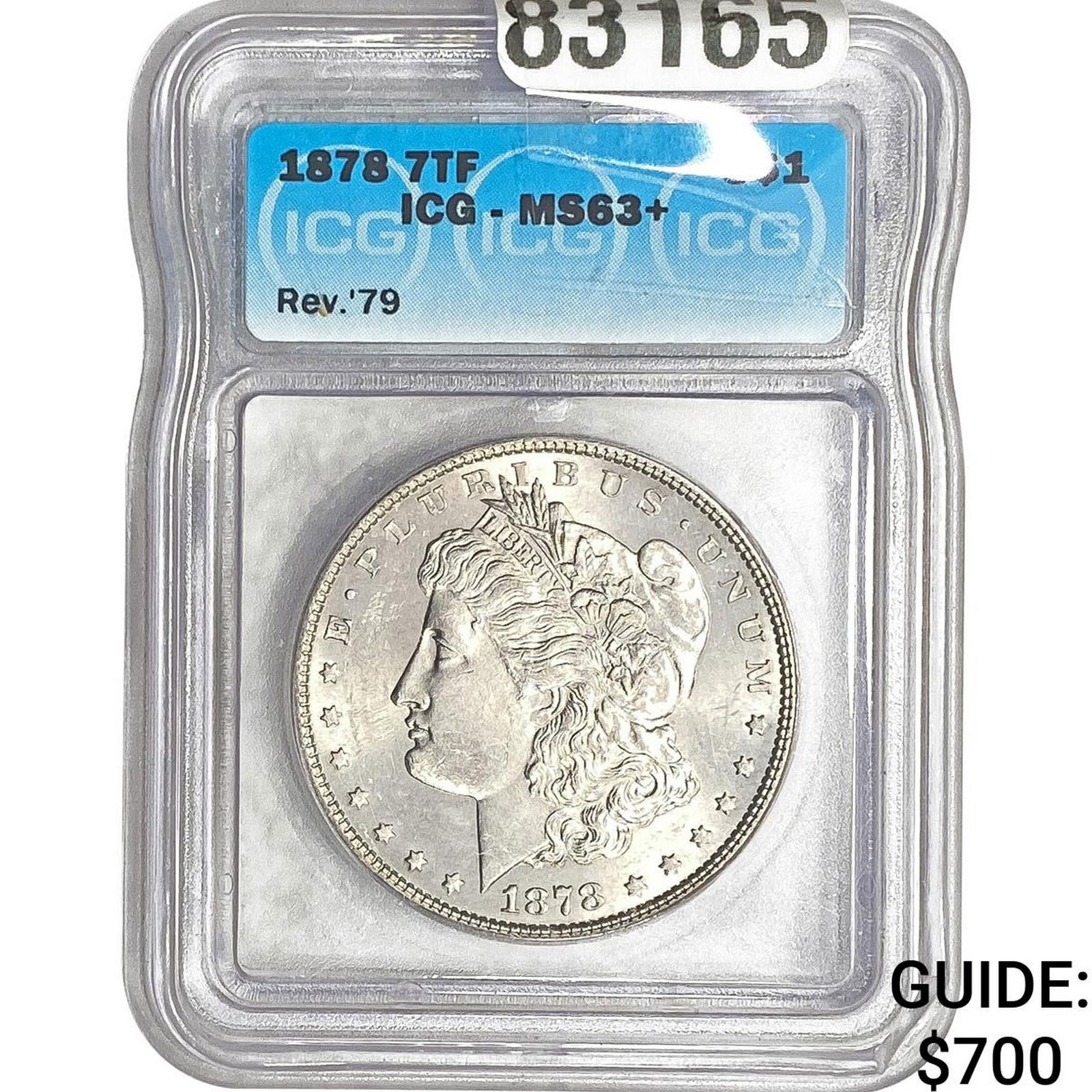 1878 Rev. 79 Morgan Silver Dollar ICG MS63+: 1878 Rev. 79 Morgan Silver Dollar ICG MS63+