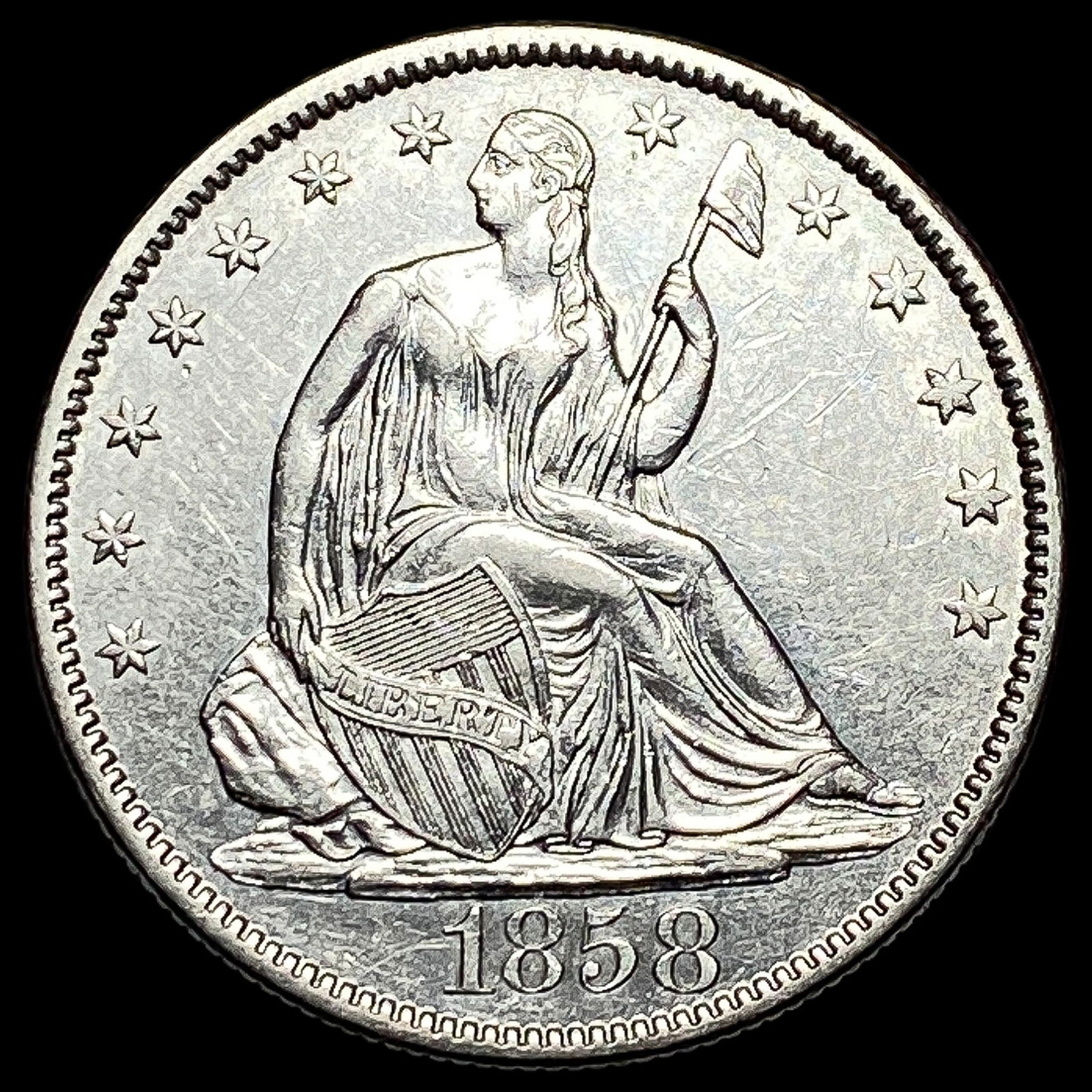 1858 Seated Liberty Half Dollar CHOICE AU (1 of 2)