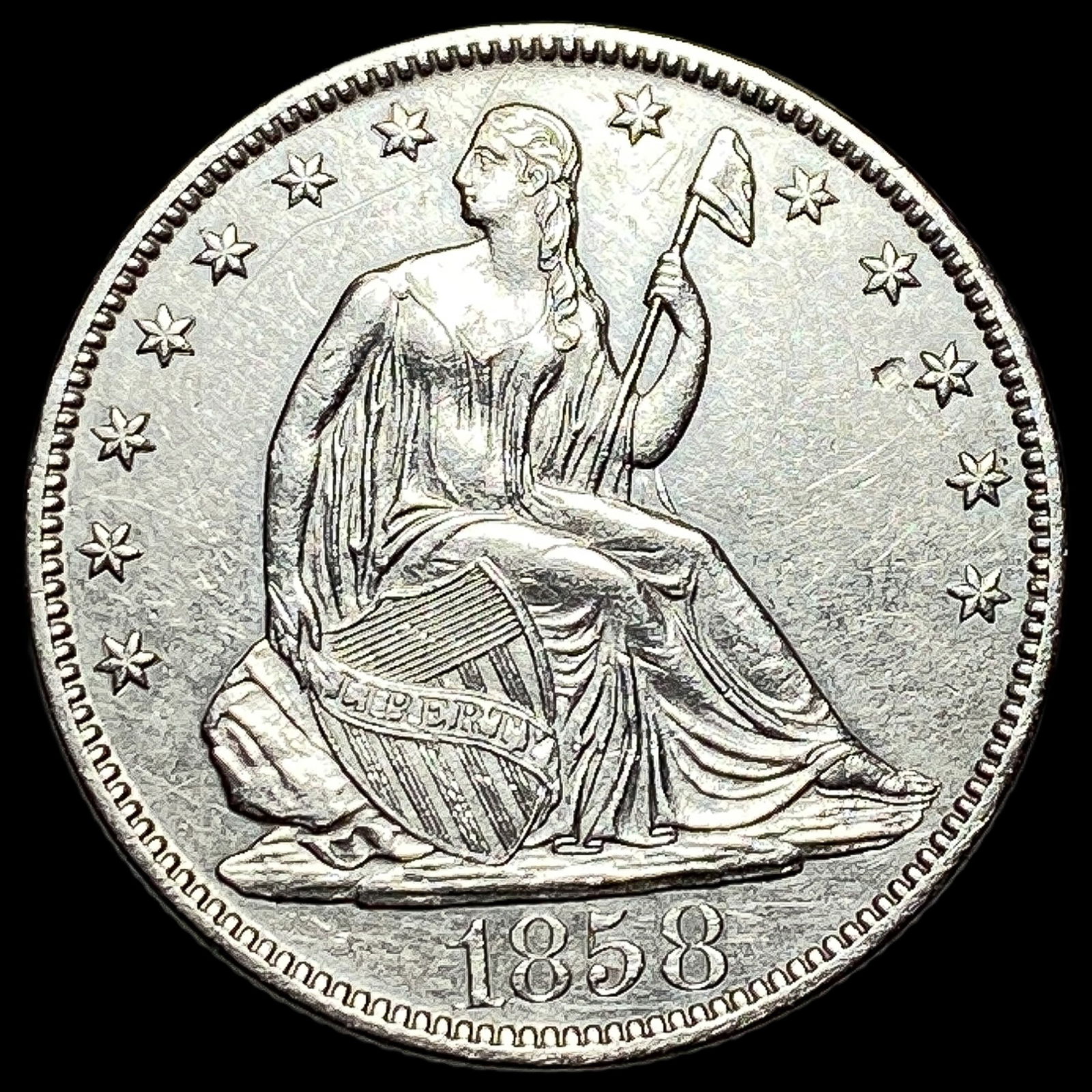 1858-O Silver Seated Liberty Half Dollar CHOICE AU (1 of 2)