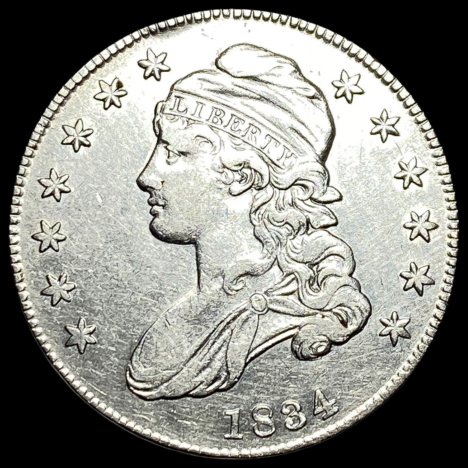 1834 Capped Bust Half Dollar CLOSELY UNCIRCULATED: 1834 Capped Bust Half Dollar CLOSELY UNCIRCULATED