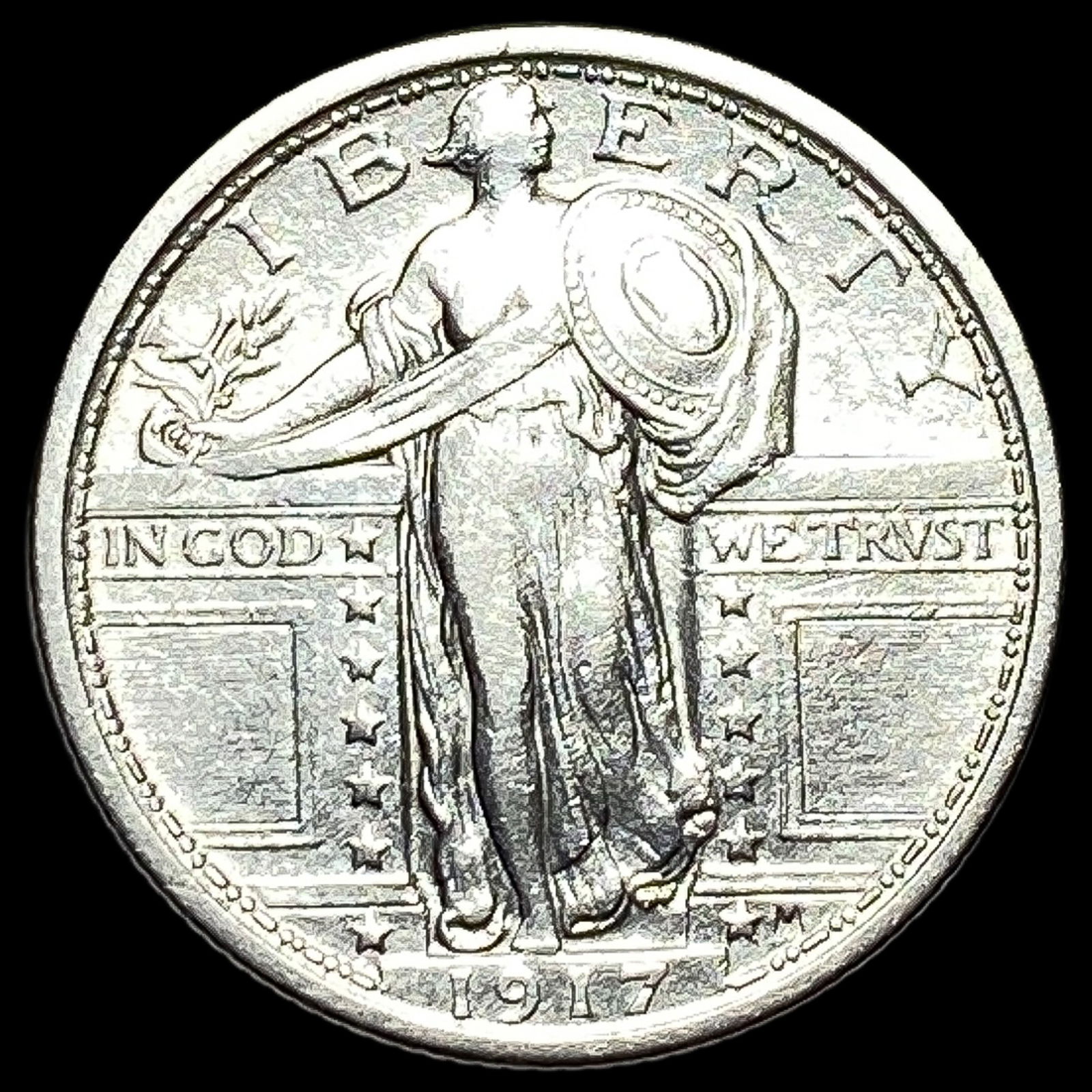 1917 Type 1 Standing Liberty Quarter CLOSELY UNCIRCULATED: 1917 Type 1 Standing Liberty Quarter CLOSELY UNCIRCULATED