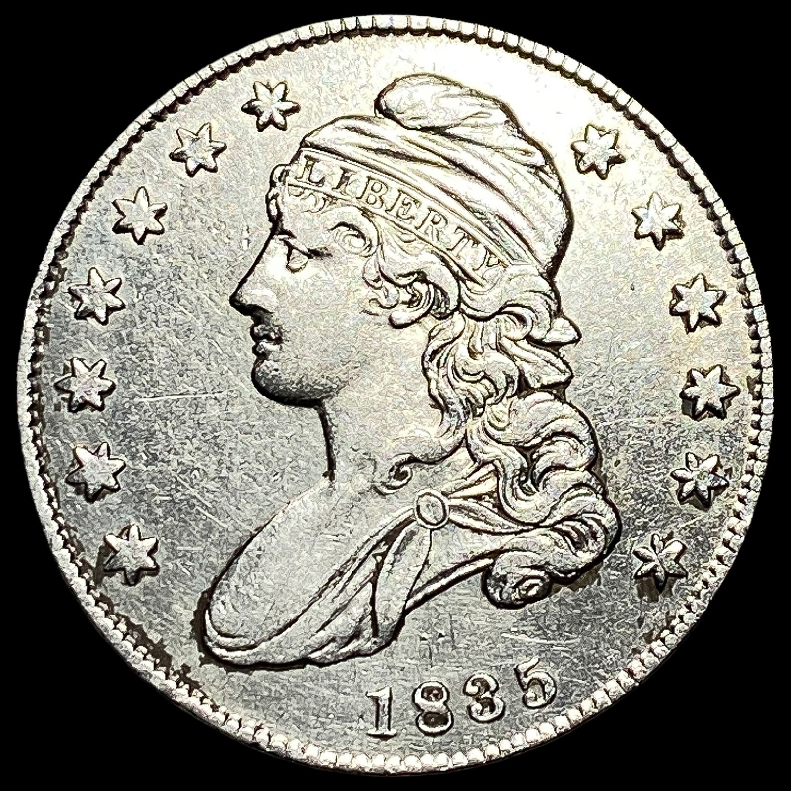 1835 Capped Bust Half Dollar CLOSELY UNCIRCULATED: 1835 Capped Bust Half Dollar CLOSELY UNCIRCULATED