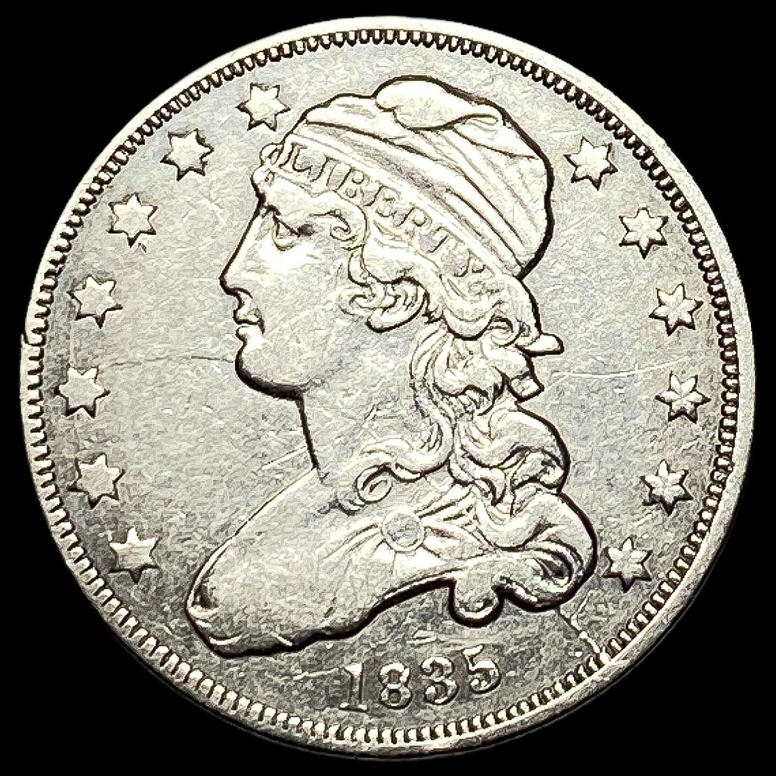 1835 Capped Bust Silver Quarter NEARLY UNCIRCULATED: 1835 Capped Bust Silver Quarter NEARLY UNCIRCULATED