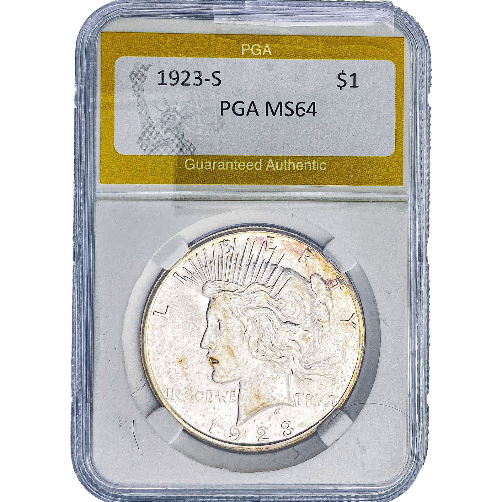 1923-S Silver Peace Dollar PGA MS64: 1923-S Silver Peace Dollar PGA MS64
