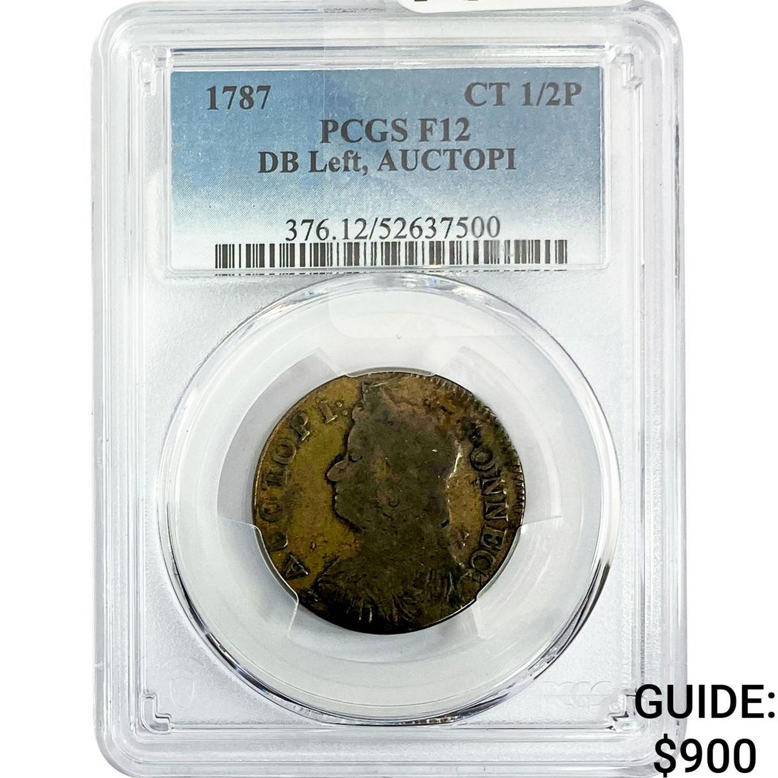 1787 Liberty Cap Half Cent PCGS F12 DB Left: 1787 Liberty Cap Half Cent PCGS F12 DB Left