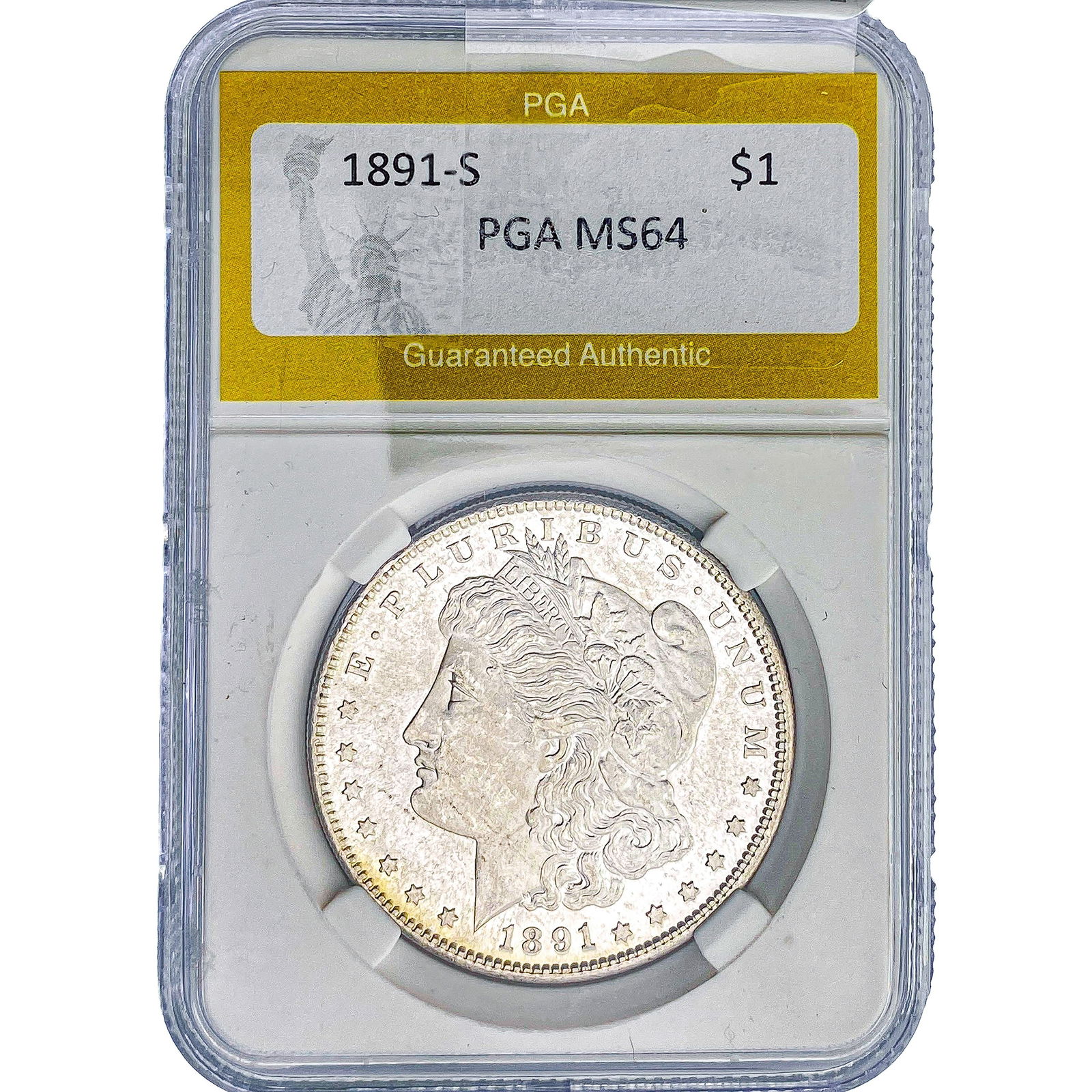 1891-S Morgan Silver Dollar PGA MS64: 1891-S Morgan Silver Dollar PGA MS64