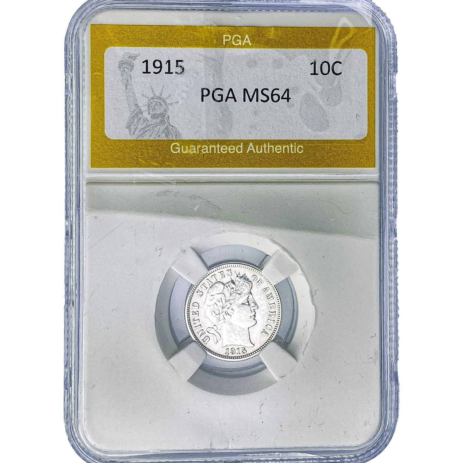 1915 Barber Dime PGA MS64: 1915 Barber Dime PGA MS64