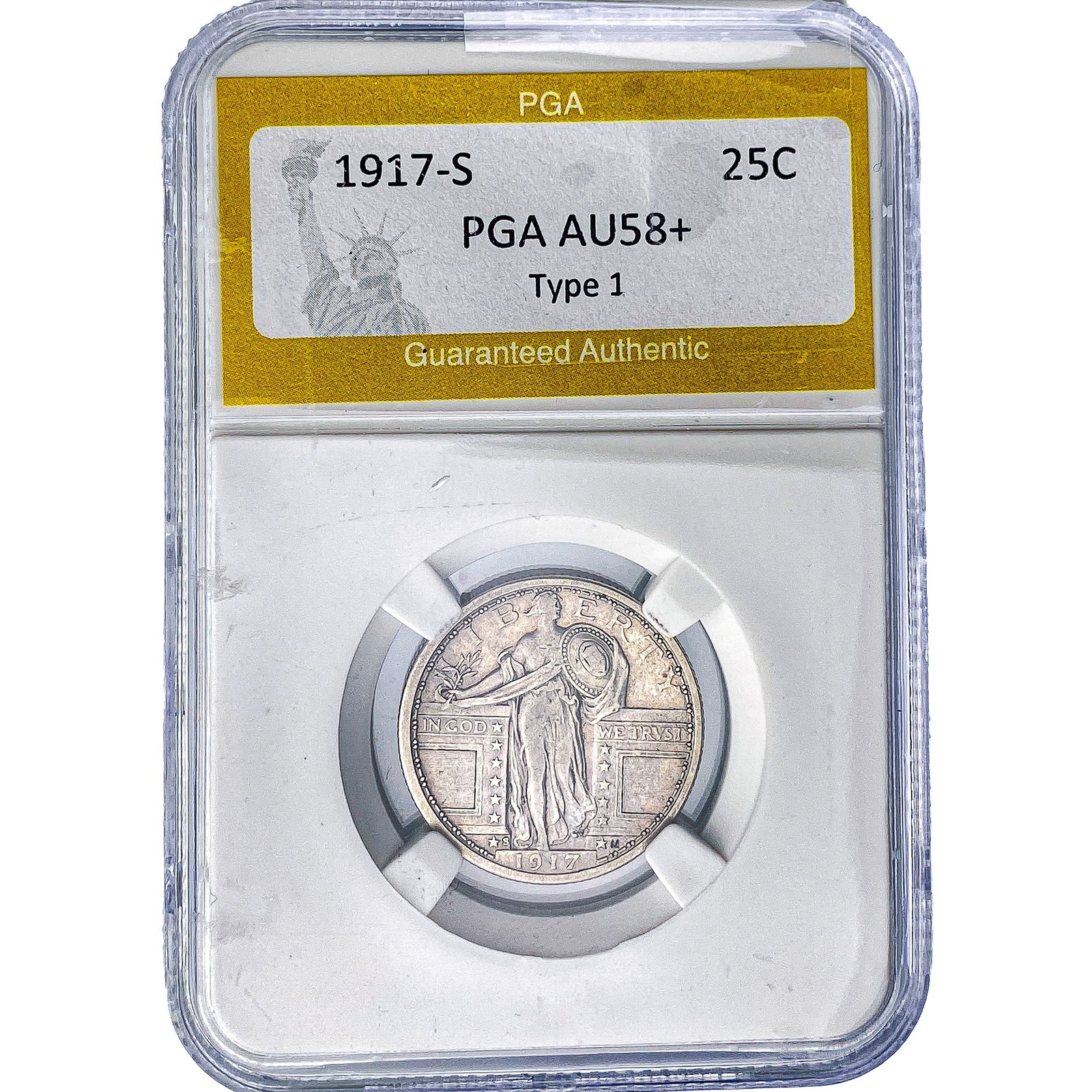 1917-S Standing Liberty Quarter PGA AU58+ Type 1: 1917-S Standing Liberty Quarter PGA AU58+ Type 1