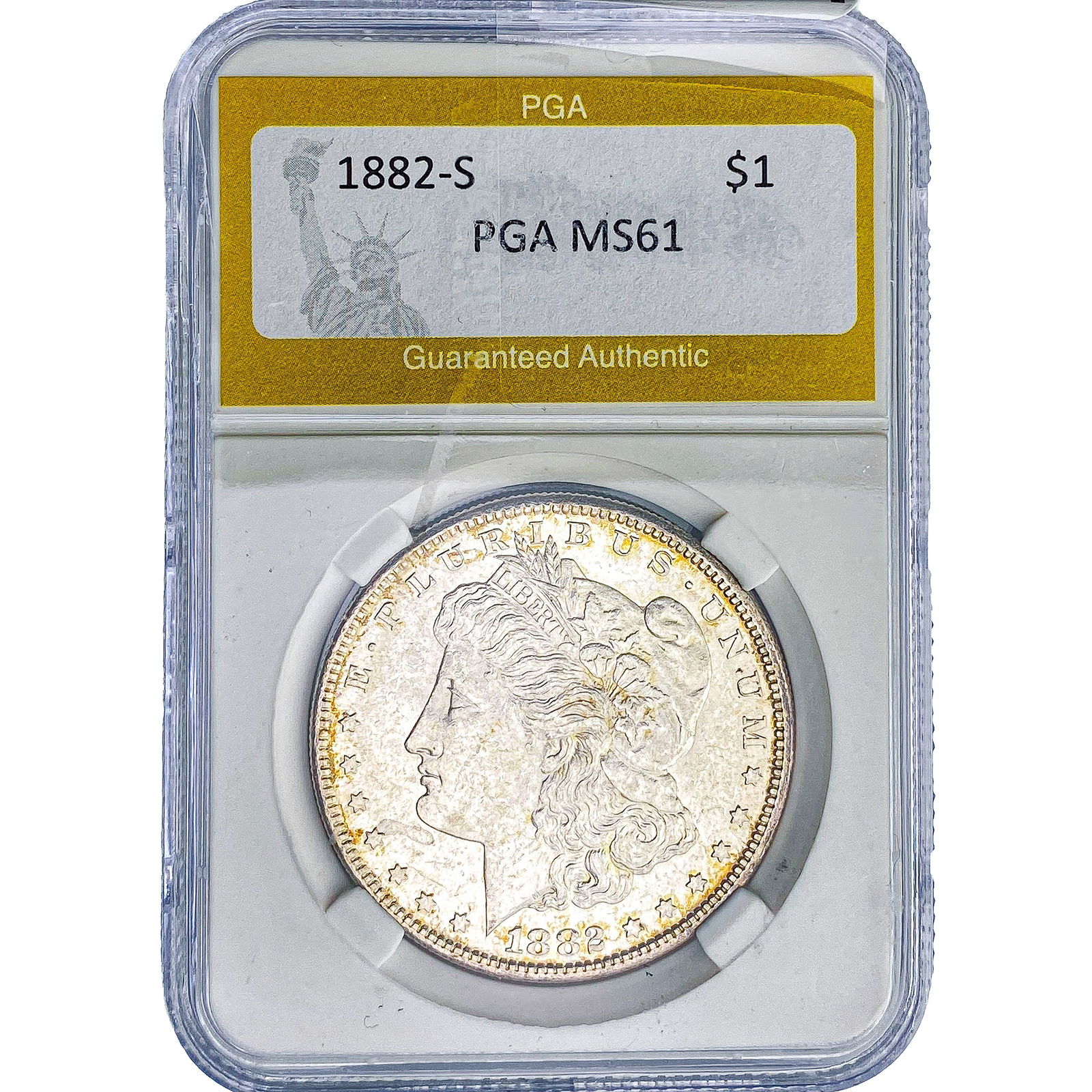 1882-S Morgan Silver Dollar PGA MS61: 1882-S Morgan Silver Dollar PGA MS61