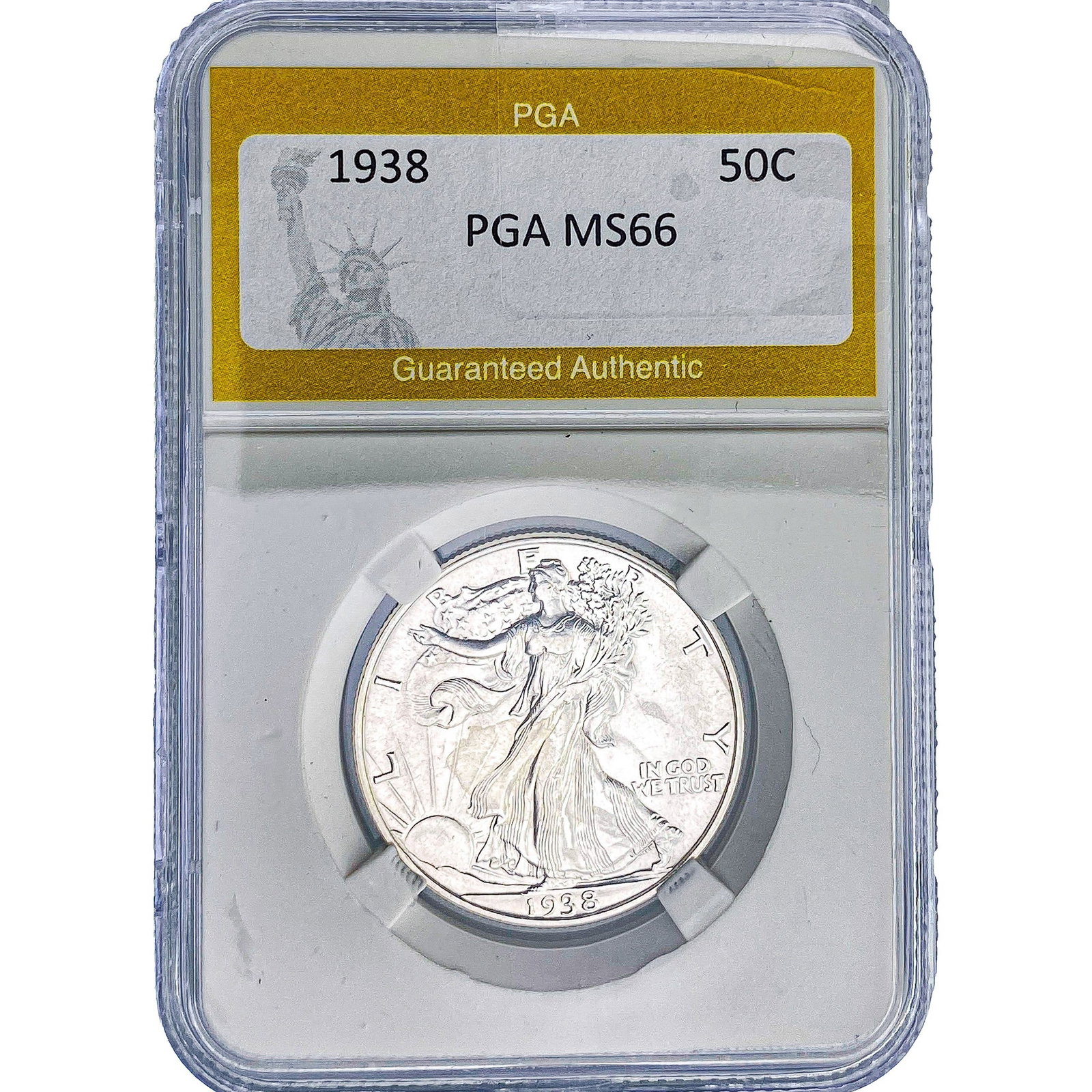 1938 Walking Liberty Half Dollar PGA MS66: 1938 Walking Liberty Half Dollar PGA MS66