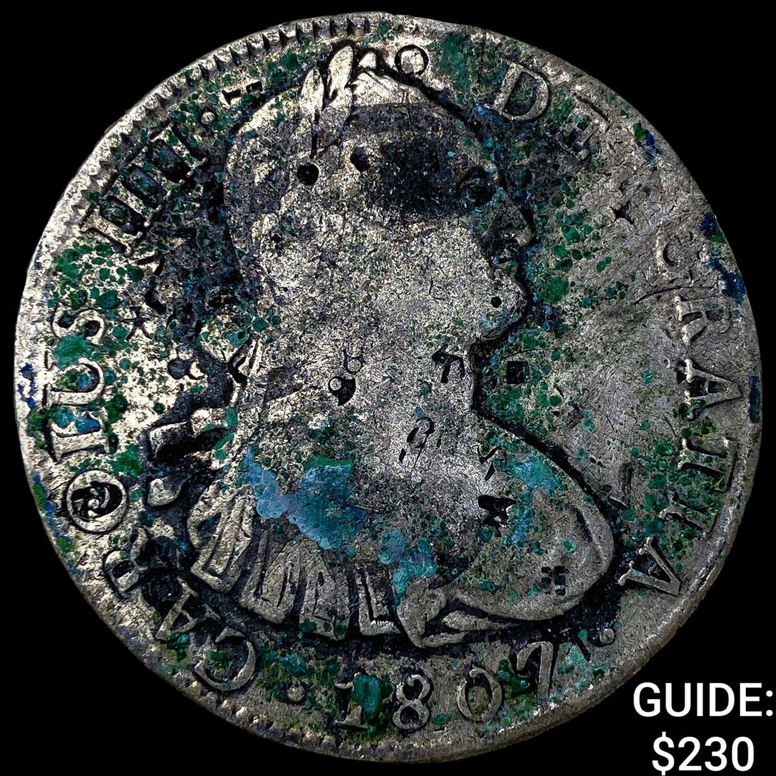 1807 Colonial Spain Silver 8 Reales Punchmarked NEARLY UNCIRCULATED: 1807 Colonial Spain Silver 8 Reales Punchmarked NEARLY UNCIRCULATED