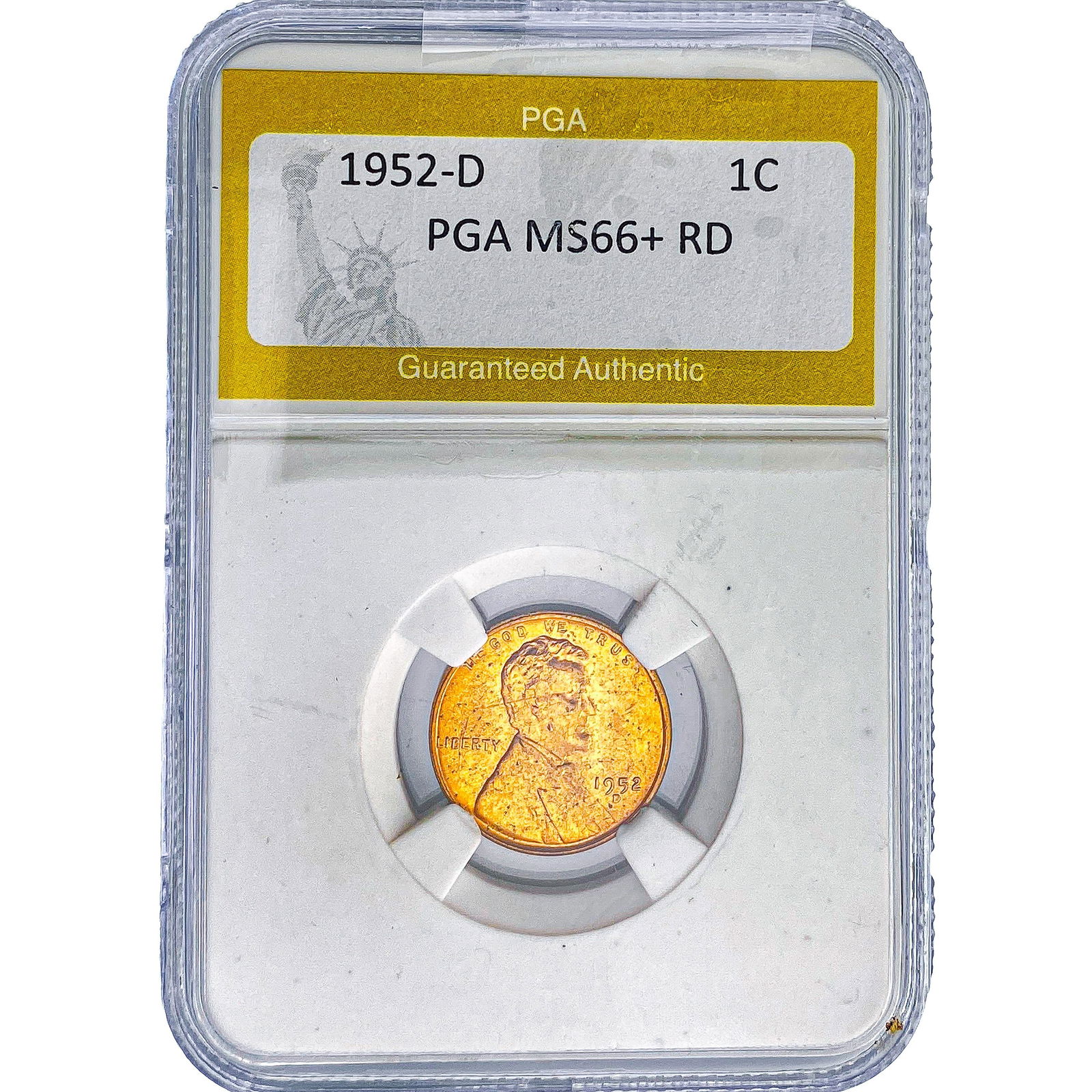 1952-D Wheat Cent PGA MS66+ RD: 1952-D Wheat Cent PGA MS66+ RD