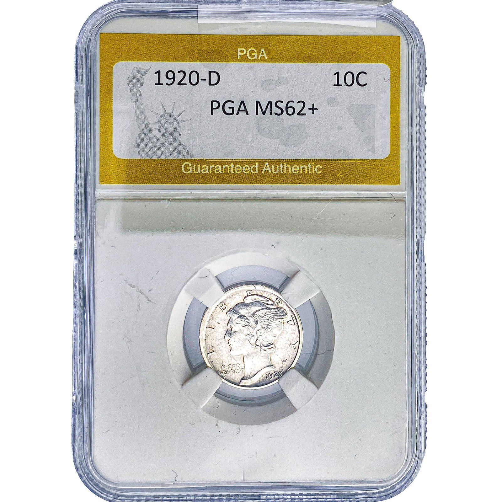 1920-D Mercury Silver Dime PGA MS62+: 1920-D Mercury Silver Dime PGA MS62+
