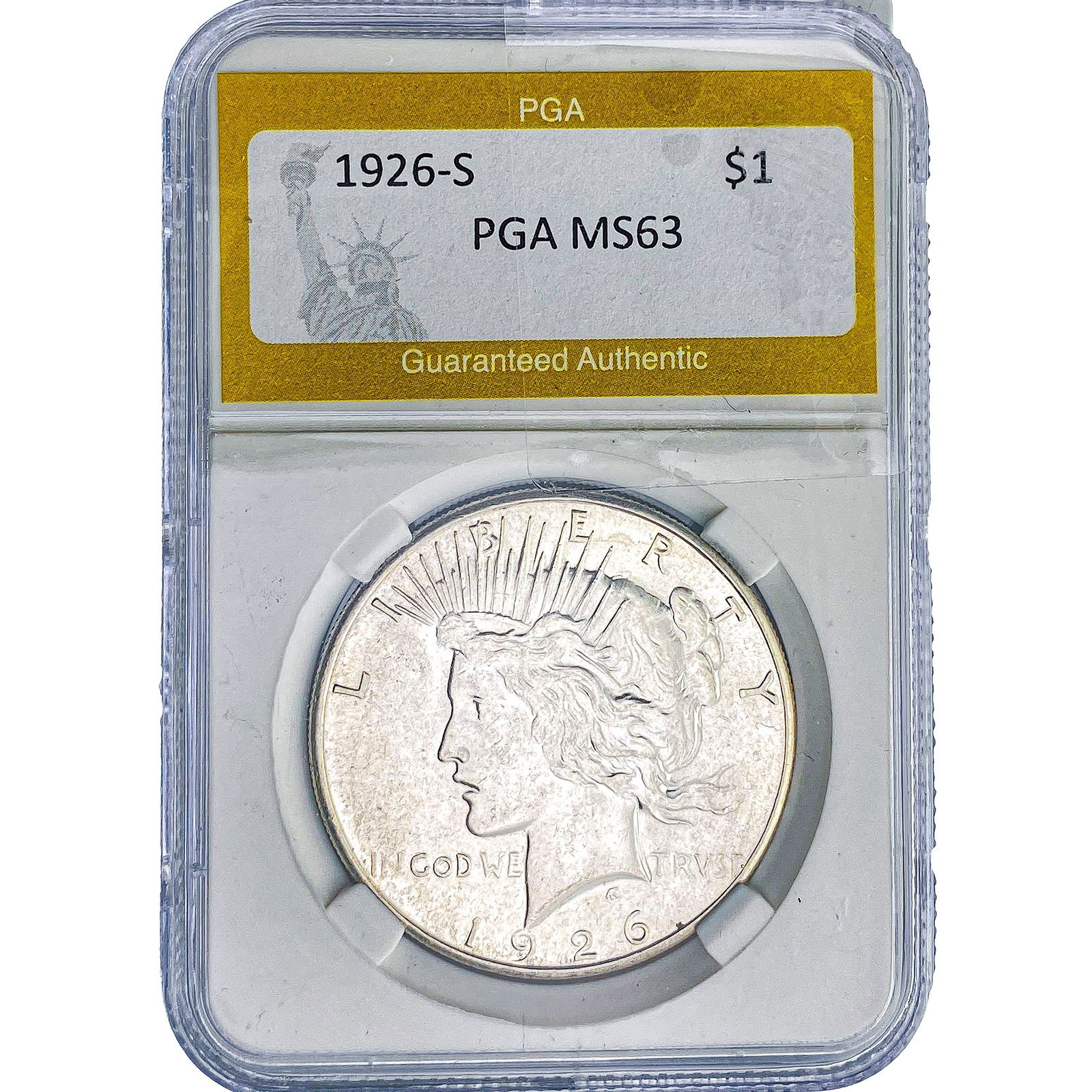 1926-S Silver Peace Dollar PGA MS63: 1926-S Silver Peace Dollar PGA MS63