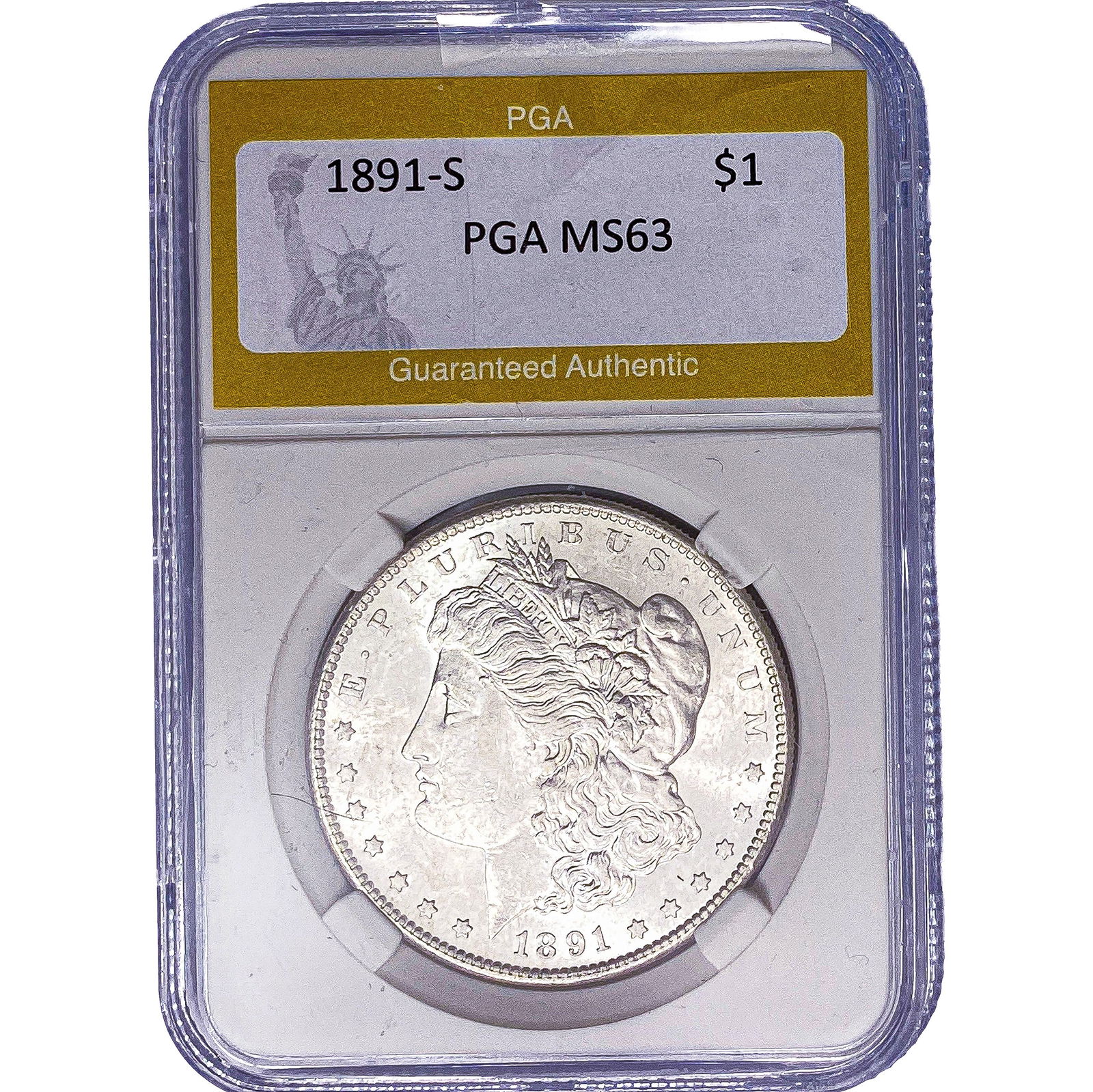 1891-S Morgan Silver Dollar PGA MS63: 1891-S Morgan Silver Dollar PGA MS63