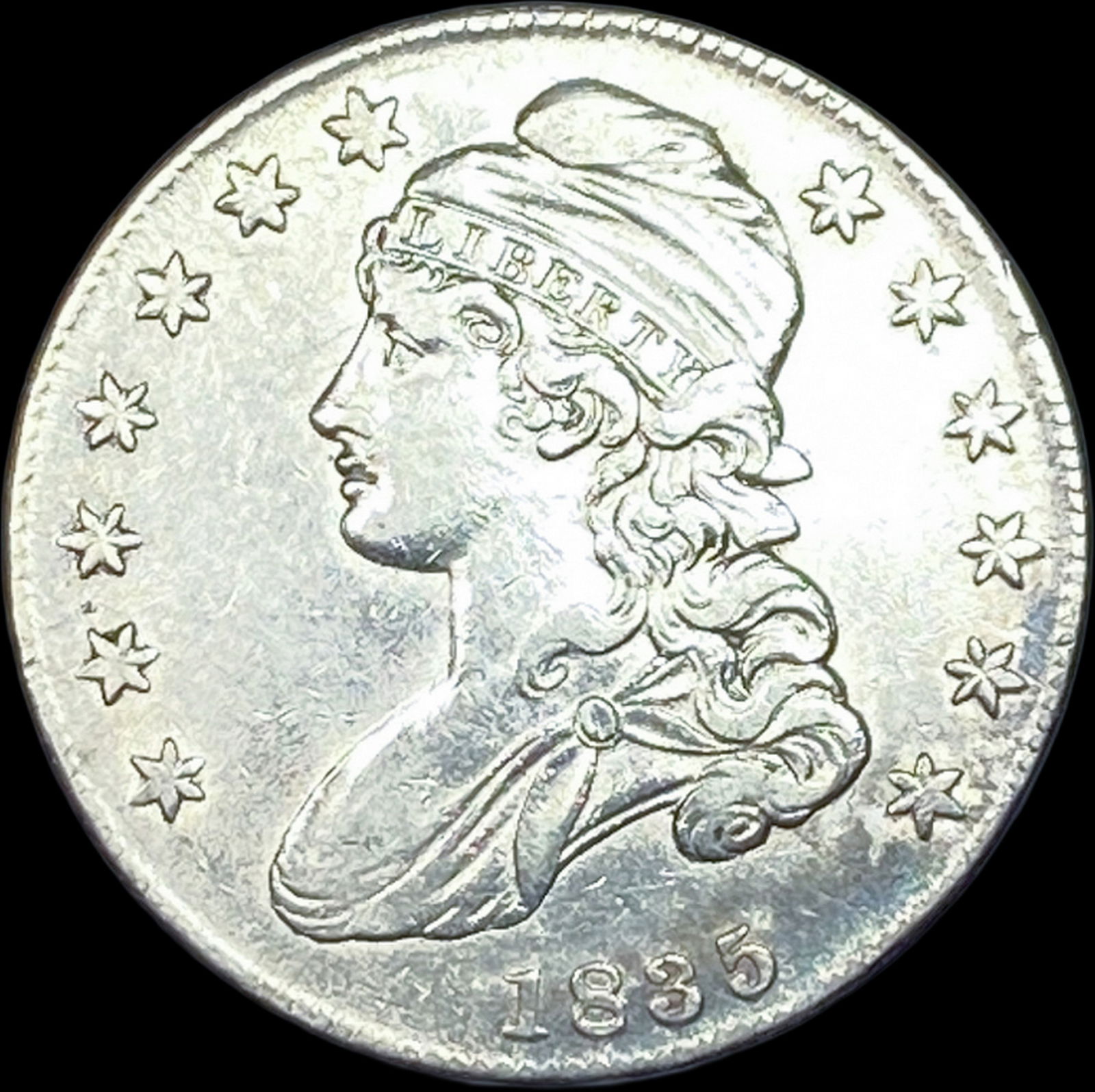 1835 Silver Capped Bust Half Dollar NEARLY UNCIRCULATED: 1835 Silver Capped Bust Half Dollar NEARLY UNCIRCULATED