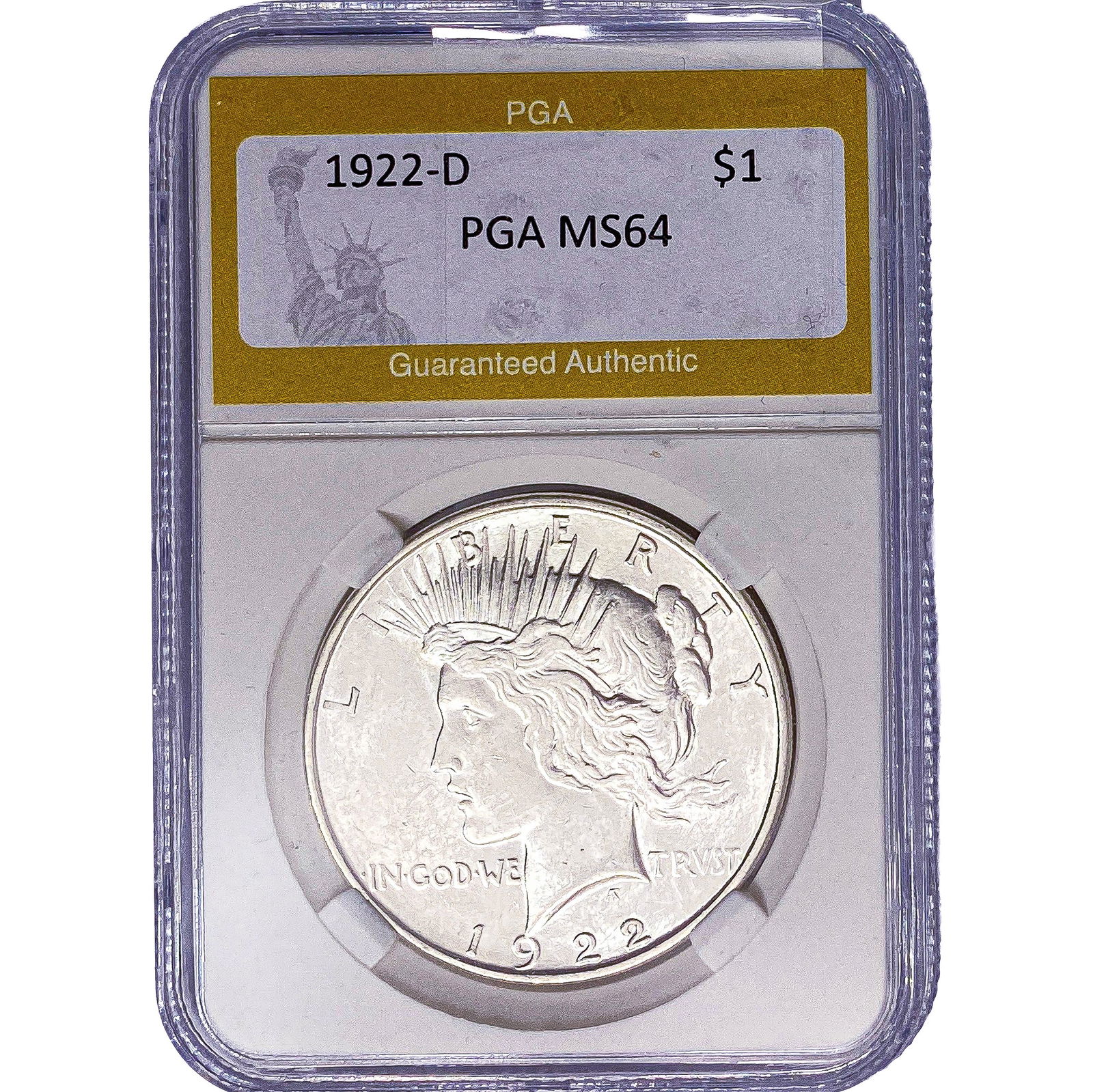 1922-D Silver Peace Dollar PGA MS64: 1922-D Silver Peace Dollar PGA MS64
