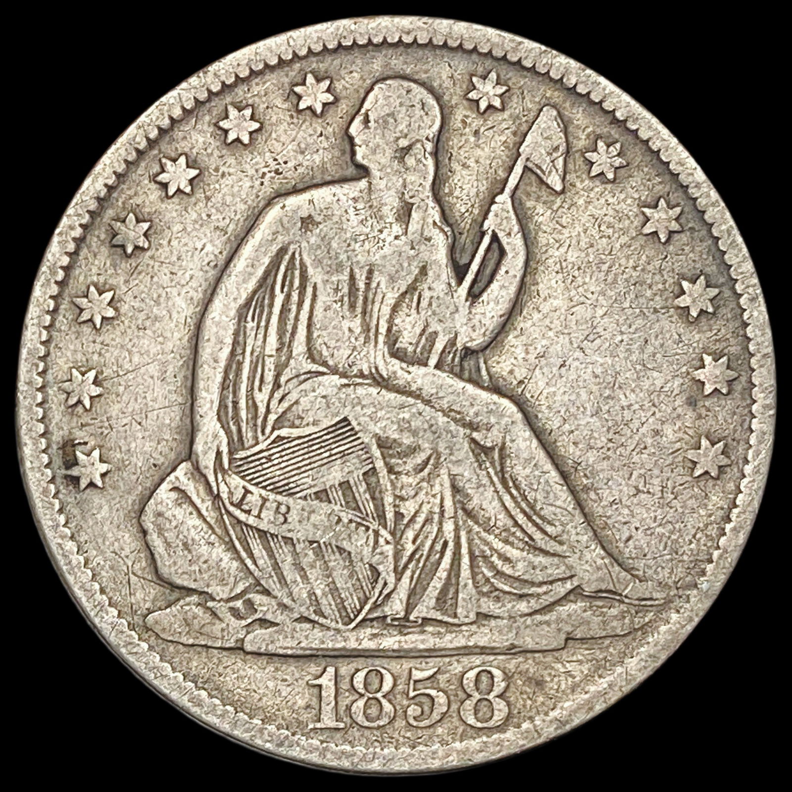 1858-O Seated Liberty Half Dollar NICELY CIRCULATED (1 of 2)
