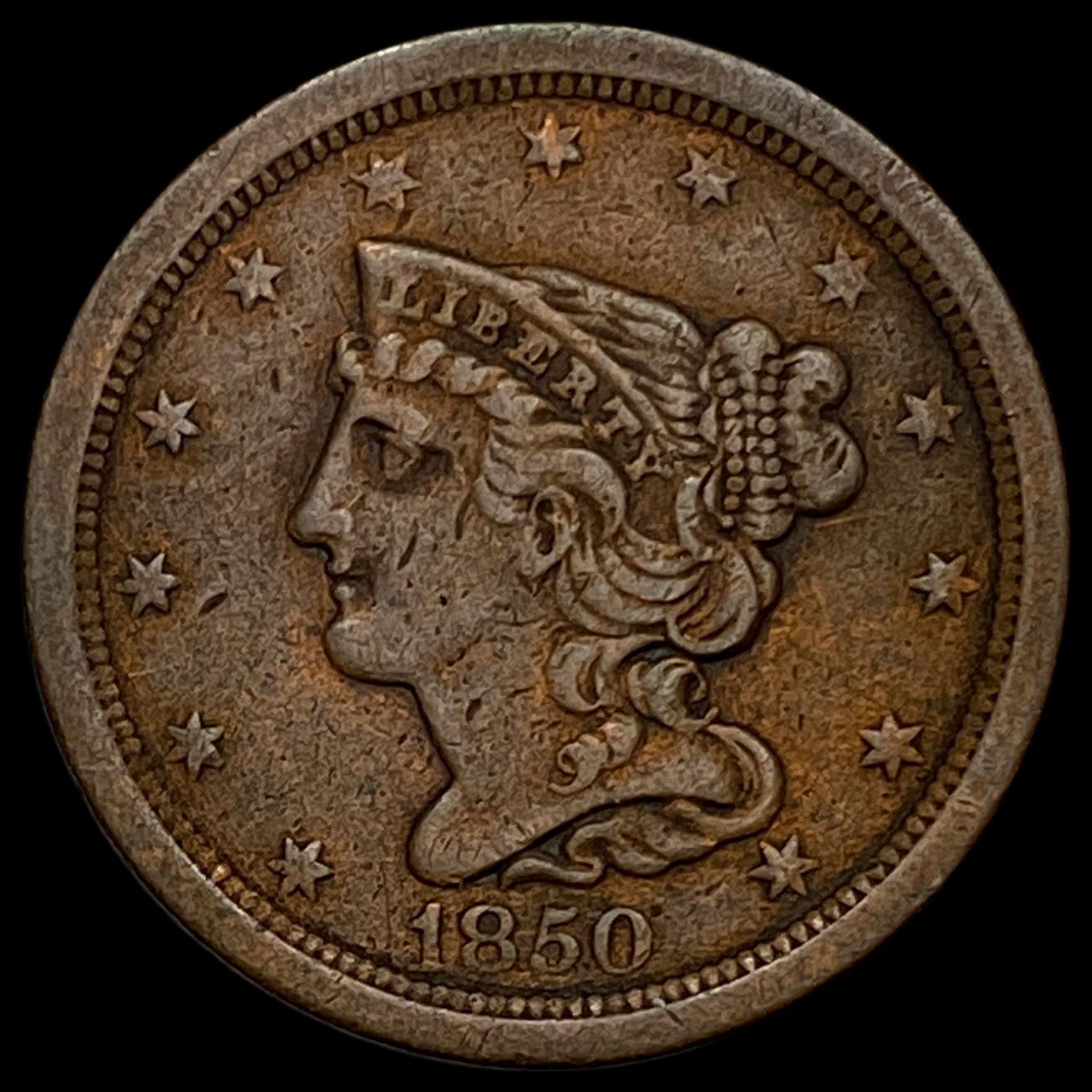 1850 Braided Hair Half Cent LIGHTLY CIRCULATED: 1850 Braided Hair Half Cent LIGHTLY CIRCULATED