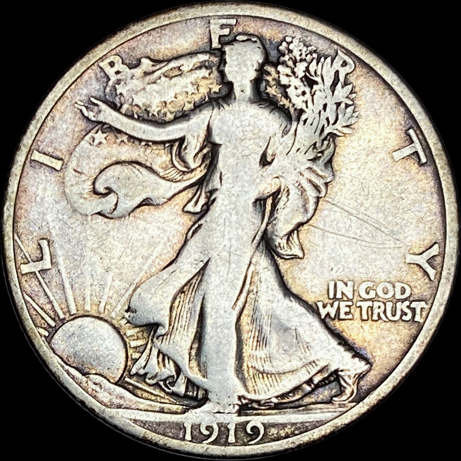 1919-D Silver Walking Liberty Half Dollar NICELY CIRCULATED (1 of 2)