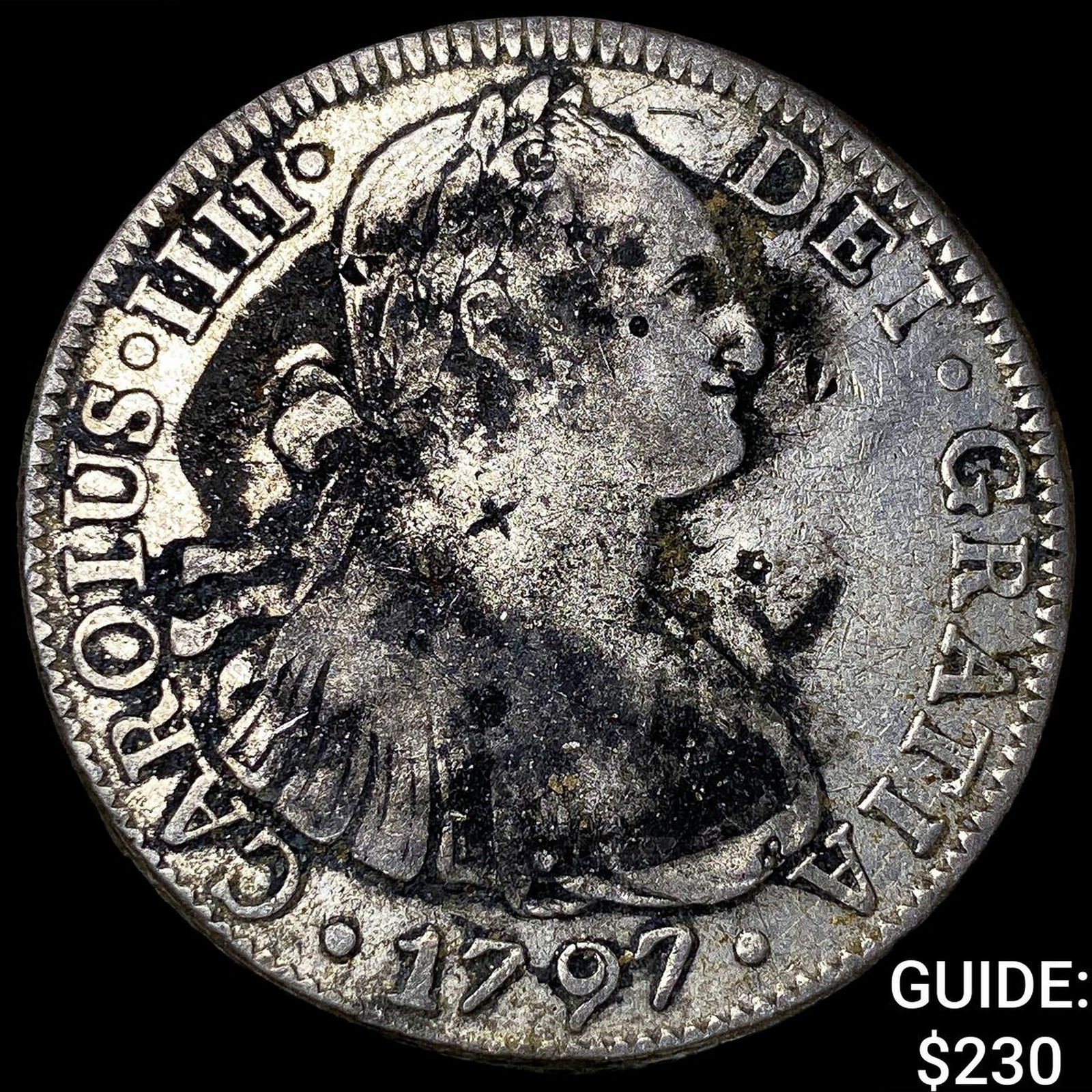 1897 Colonial Spain Silver 8 Reales Punchmarked NEARLY UNCIRCULATED (1 of 2)