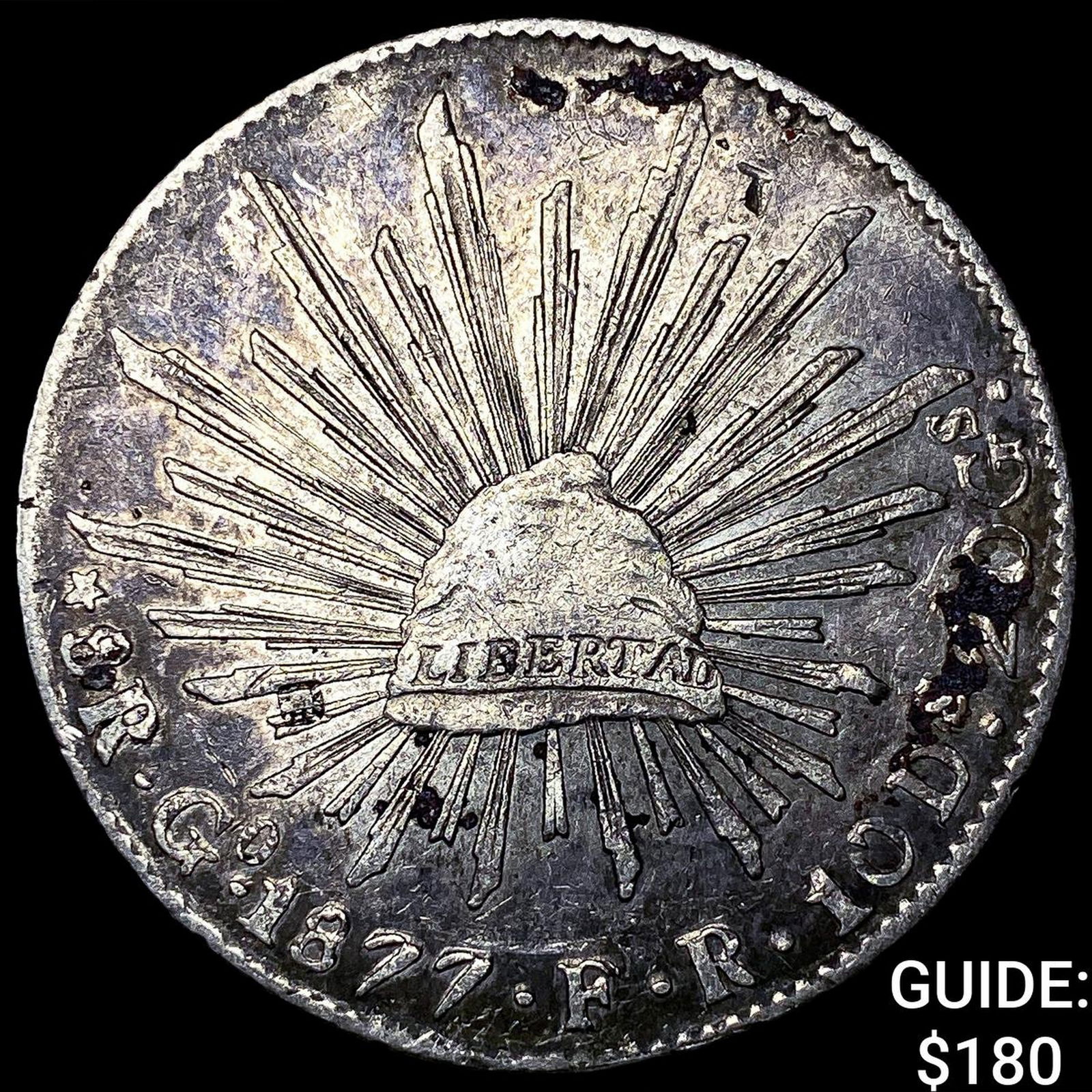 1877 Mexico Silver 8 Reales Punchmarked NEARLY UNCIRCULATED: 1877 Mexico Silver 8 Reales Punchmarked NEARLY UNCIRCULATED