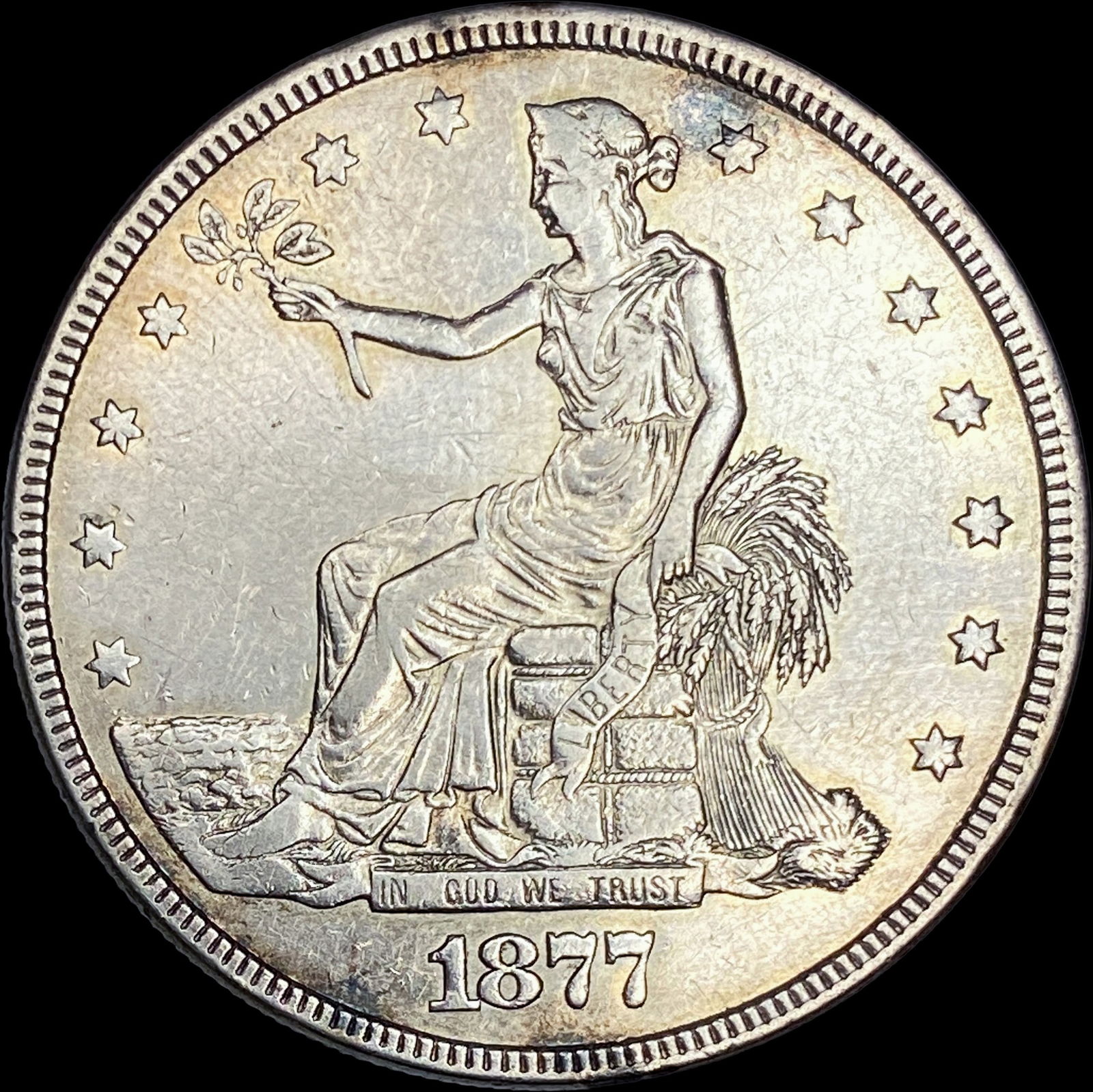 1877 Silver Trade Dollar NEARLY UNCIRCULATED (1 of 2)