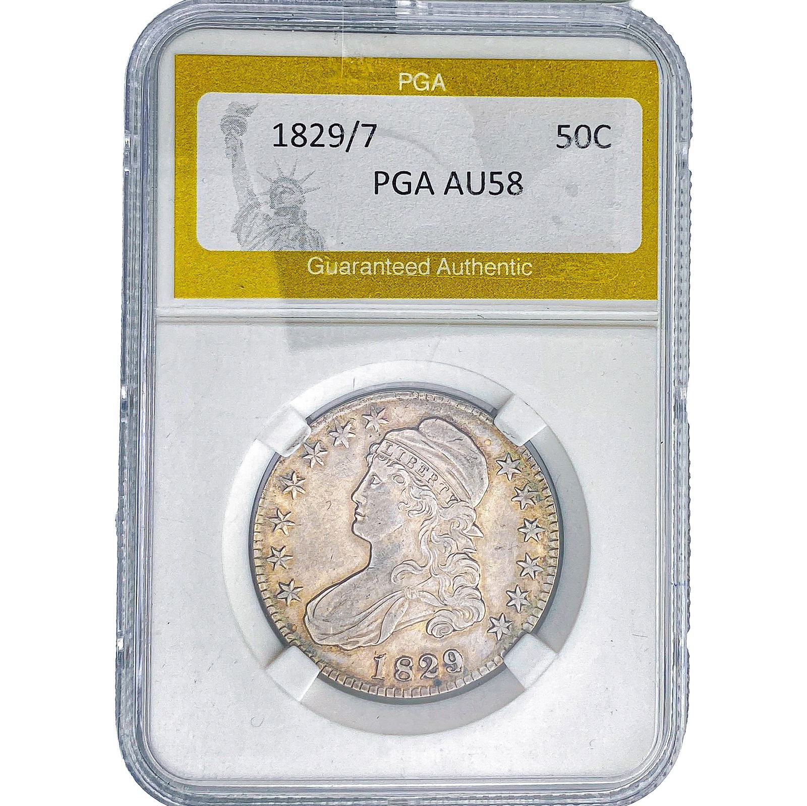 1829/7 Capped Bust Half Dollar PGA AU58 (1 of 2)
