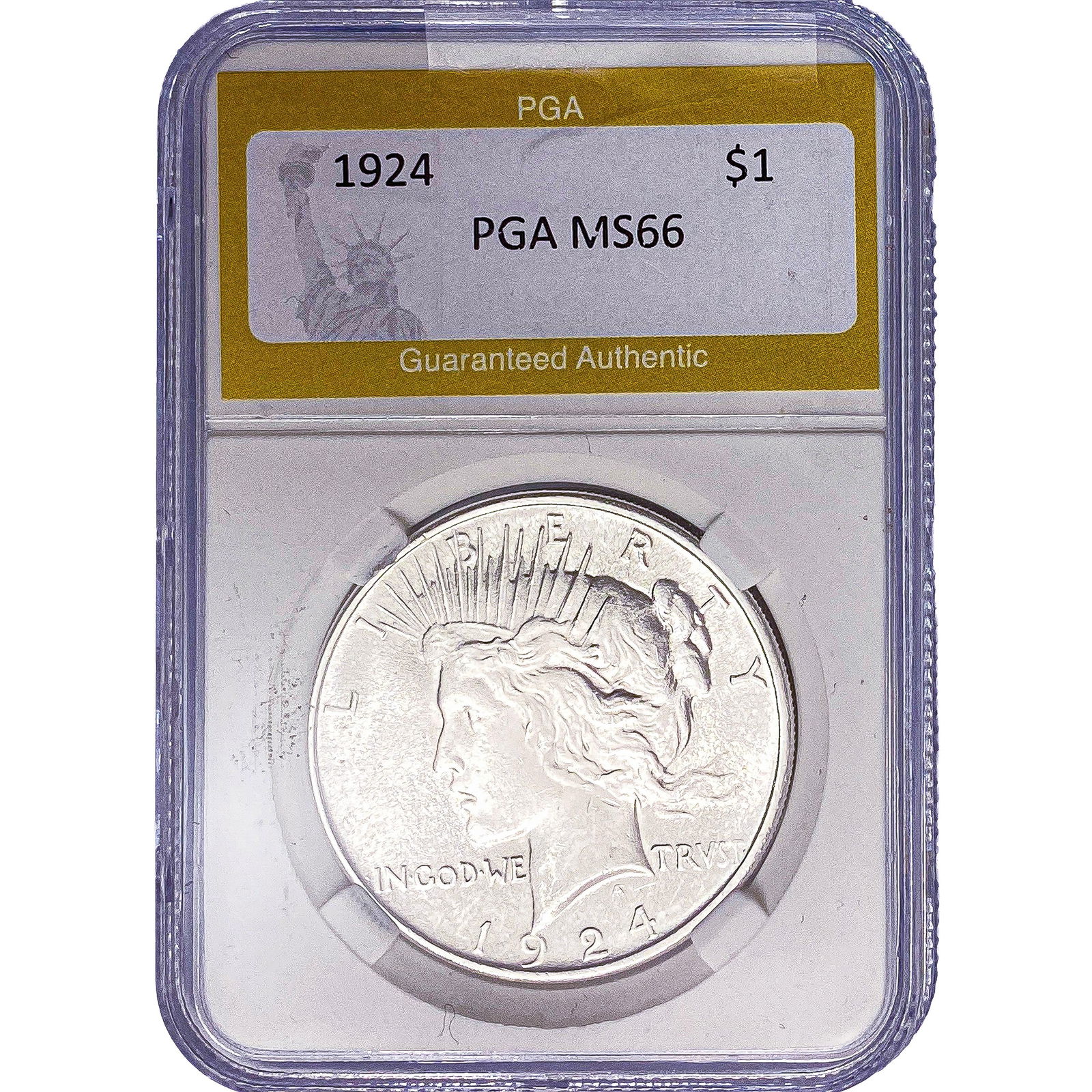 1924 Silver Peace Dollar PGA MS66: 1924 Silver Peace Dollar PGA MS66