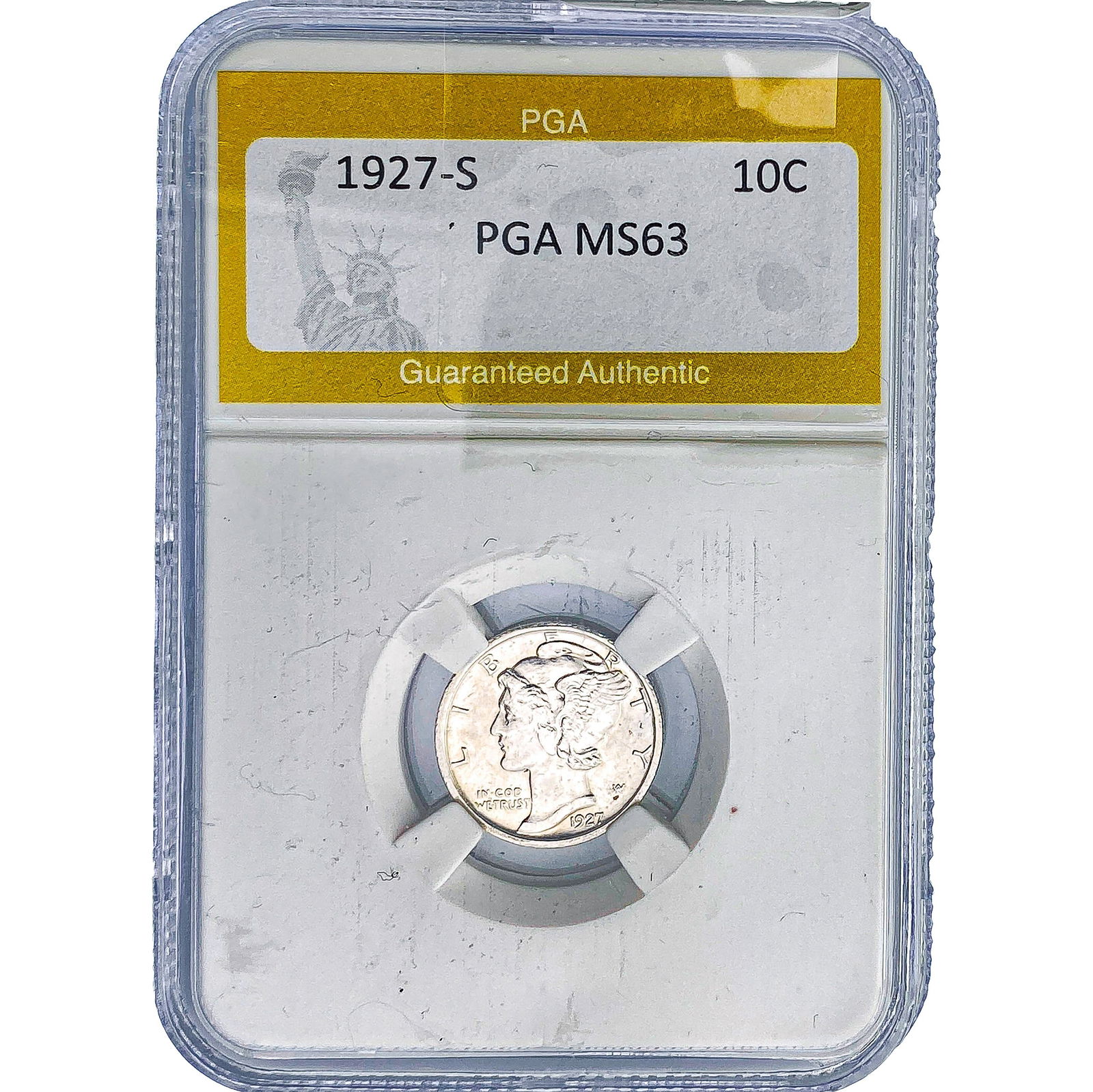 1927-S Mercury Silver Dime PGA MS63: 1927-S Mercury Silver Dime PGA MS63