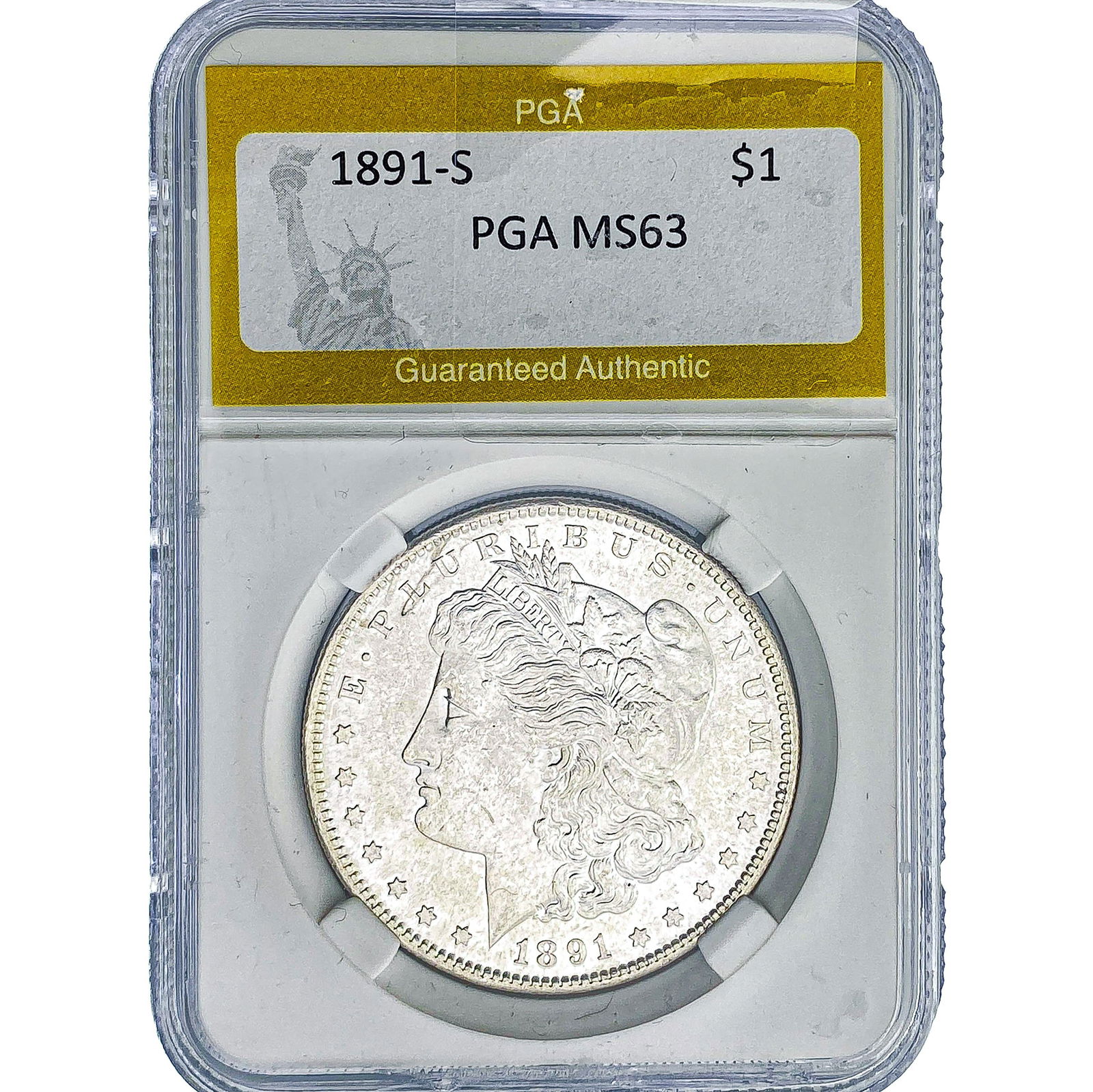 1891-S Morgan Silver Dollar PGA MS63: 1891-S Morgan Silver Dollar PGA MS63
