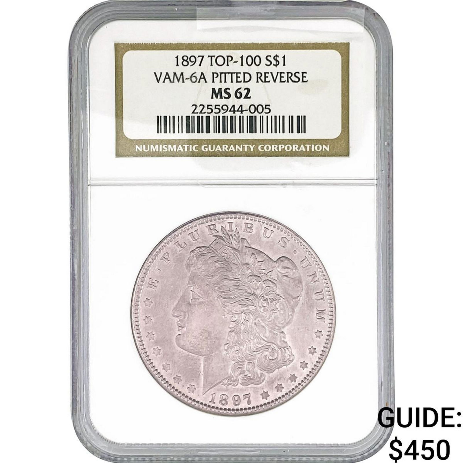 1897 Morgan Silver Dollar NGC MS62 VAM-6A: 1897 Morgan Silver Dollar NGC MS62 VAM-6A