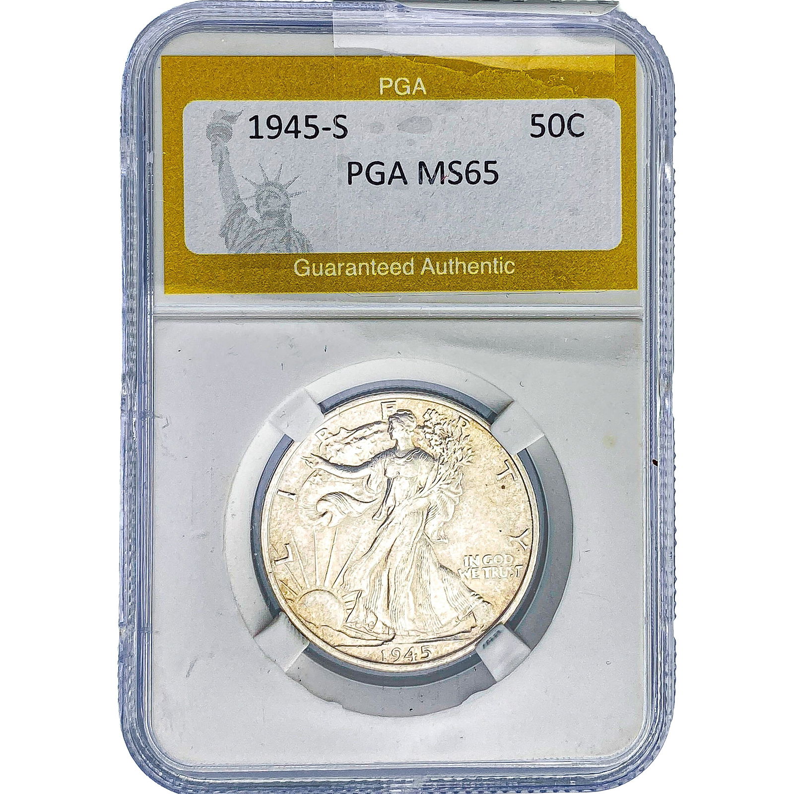 1945-S Walking Liberty Half Dollar PGA MS65: 1945-S Walking Liberty Half Dollar PGA MS65