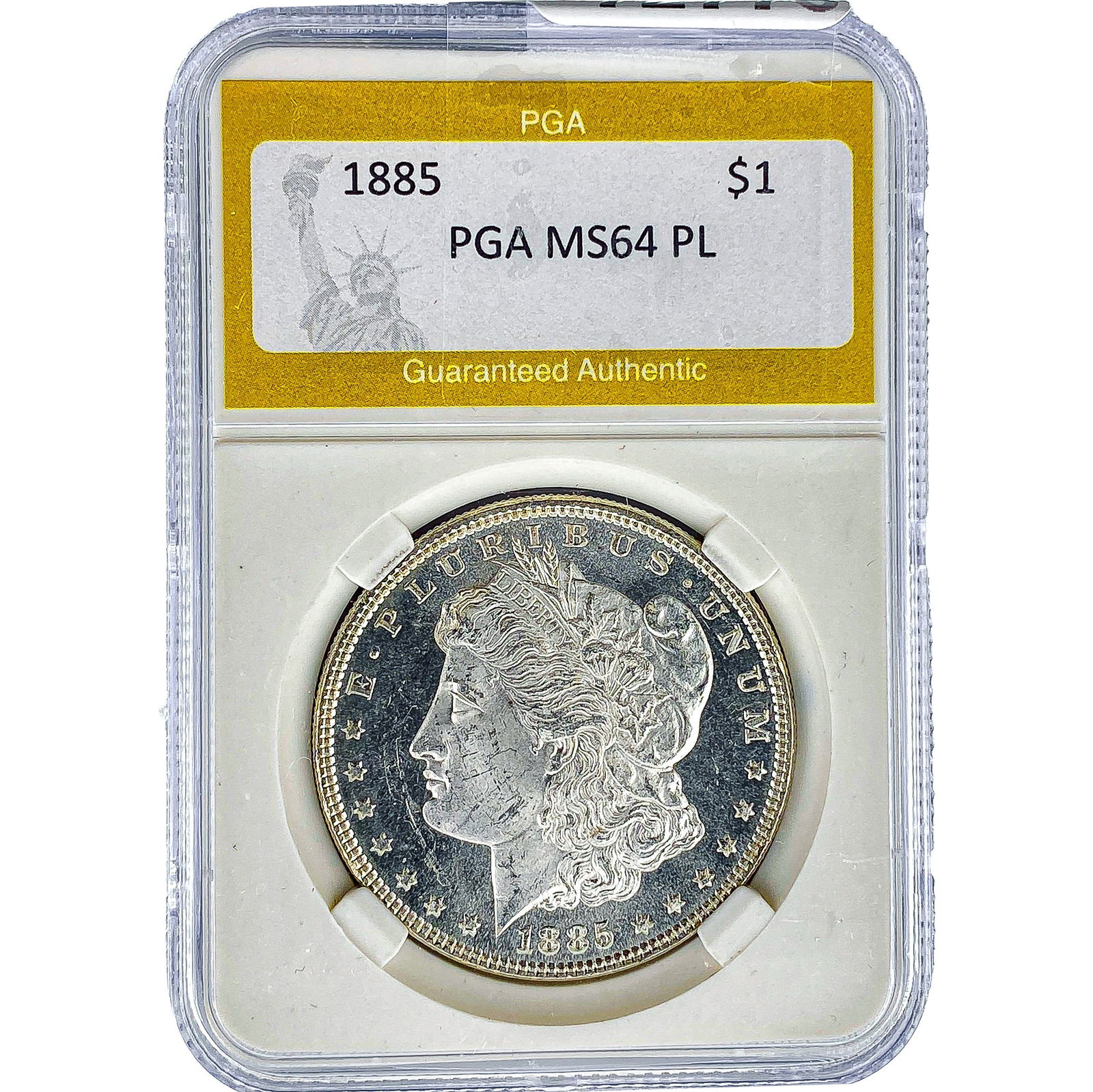 1885 Morgan Silver Dollar PGA MS64 PL: 1885 Morgan Silver Dollar PGA MS64 PL