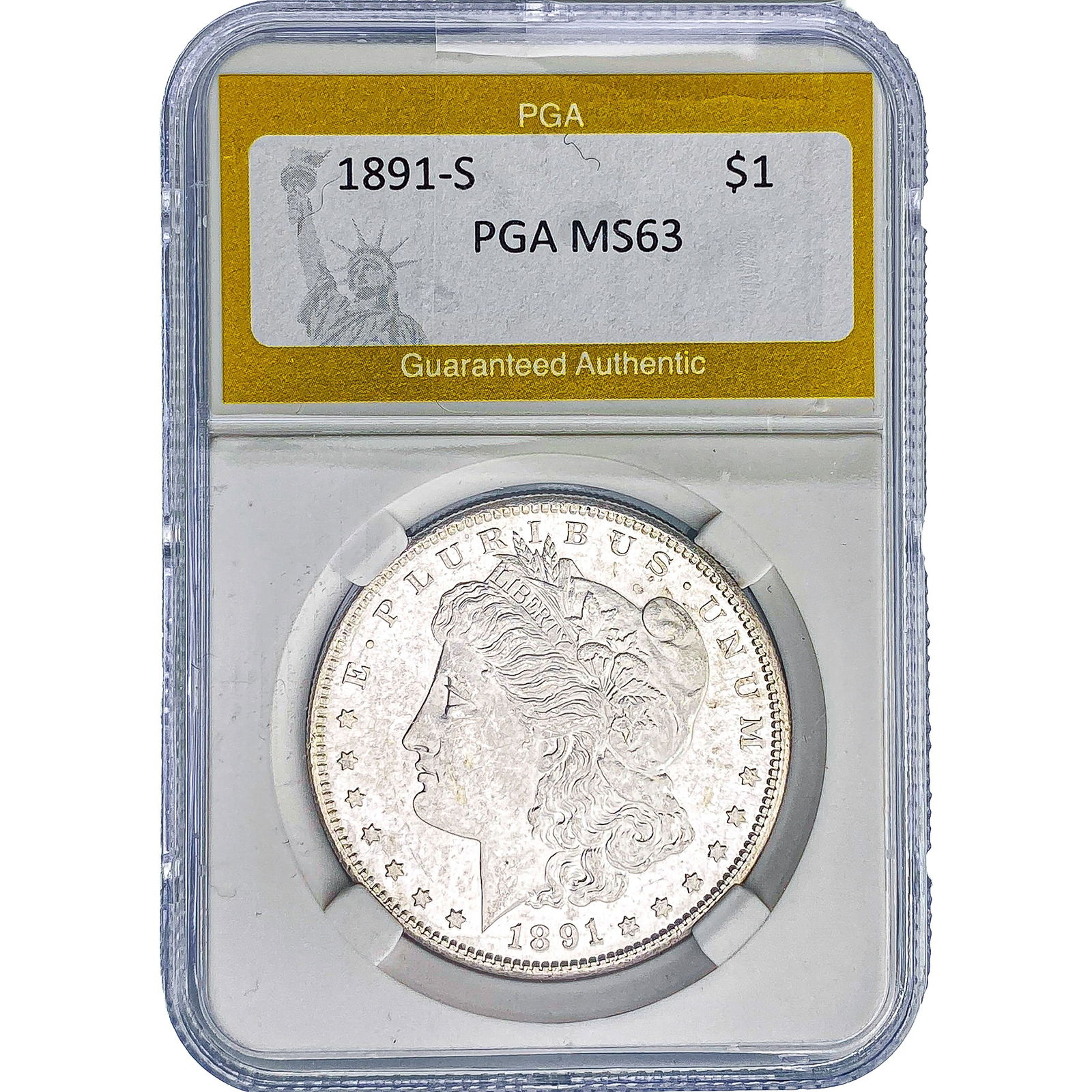 1891-S Morgan Silver Dollar PGA MS63: 1891-S Morgan Silver Dollar PGA MS63