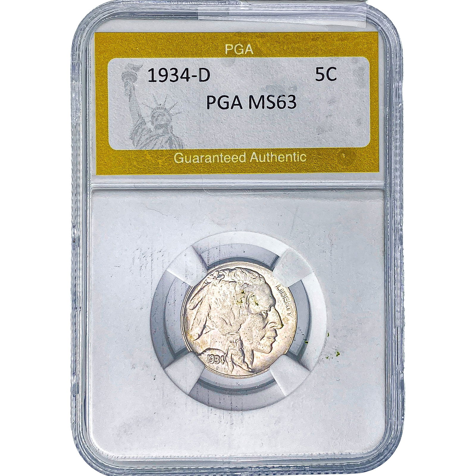 1934-D Buffalo Nickel PGA MS63: 1934-D Buffalo Nickel PGA MS63