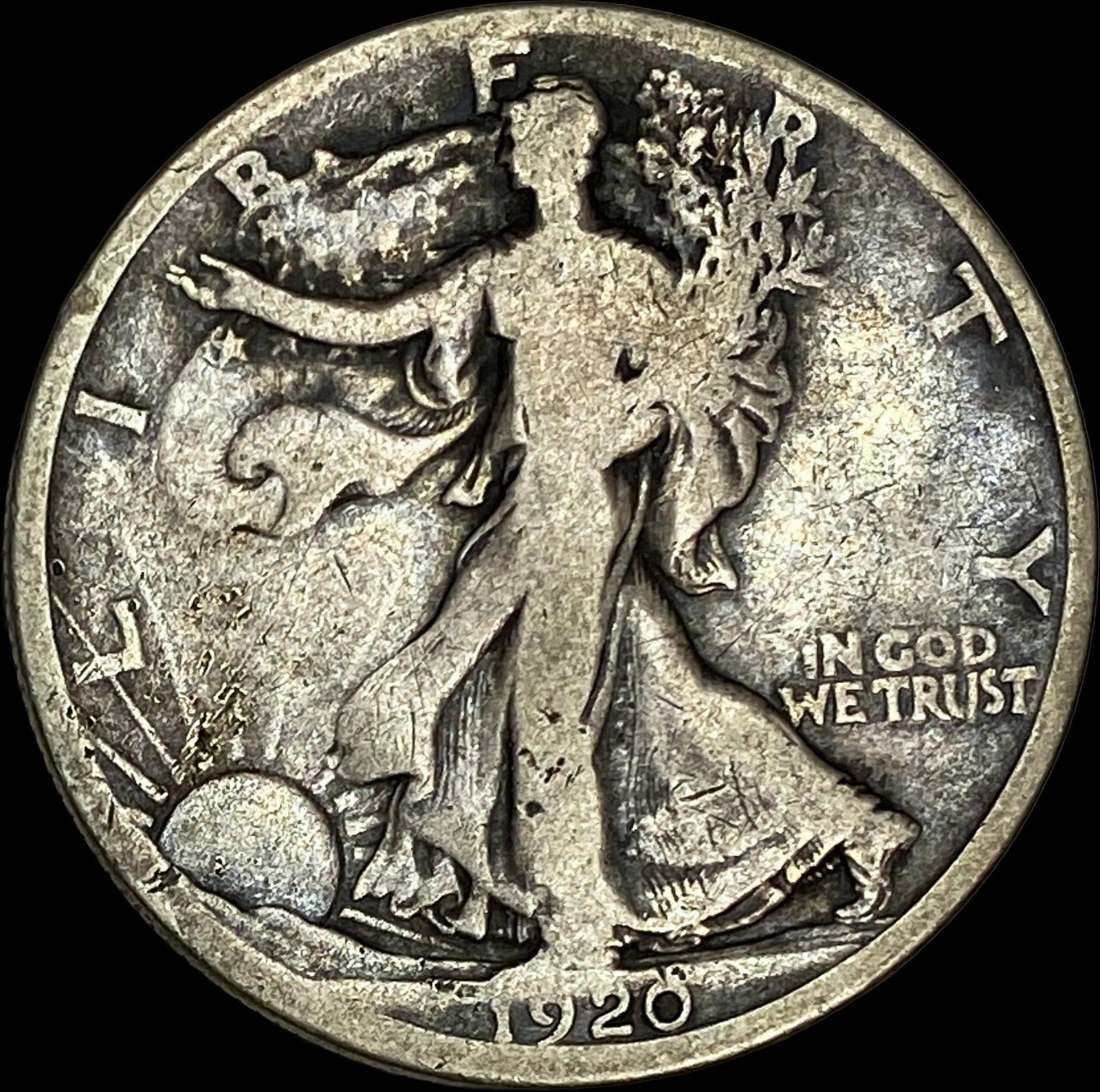 1920-D Silver Walking Liberty Half Dollar NICELY CIRCULATED: 1920-D Silver Walking Liberty Half Dollar NICELY CIRCULATED