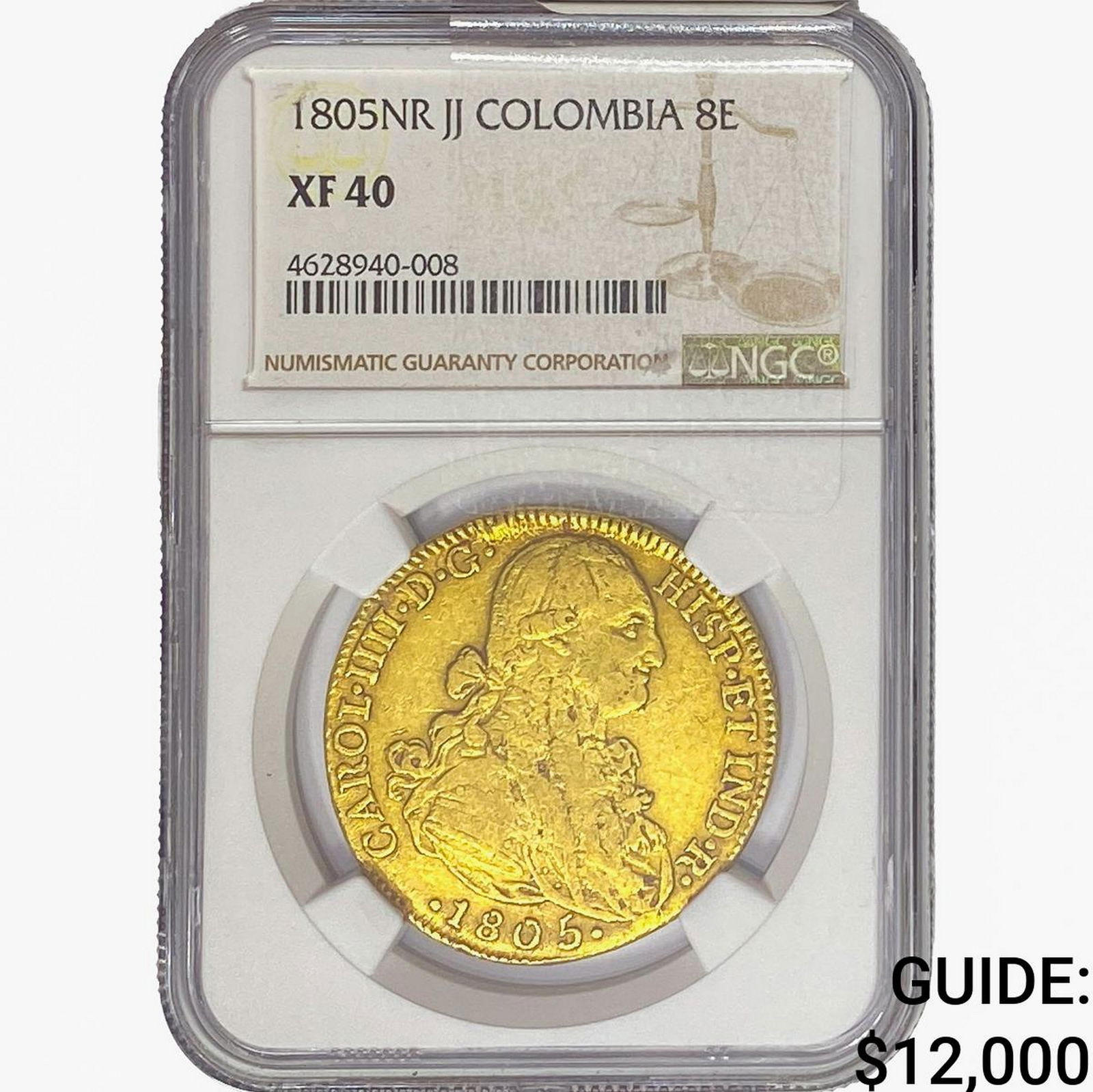 1805NR JJ Colombia Gold 8 Escudos 0.7614 AGW NGC: 1805NR JJ Colombia Gold 8 Escudos 0.7614 AGW NGC