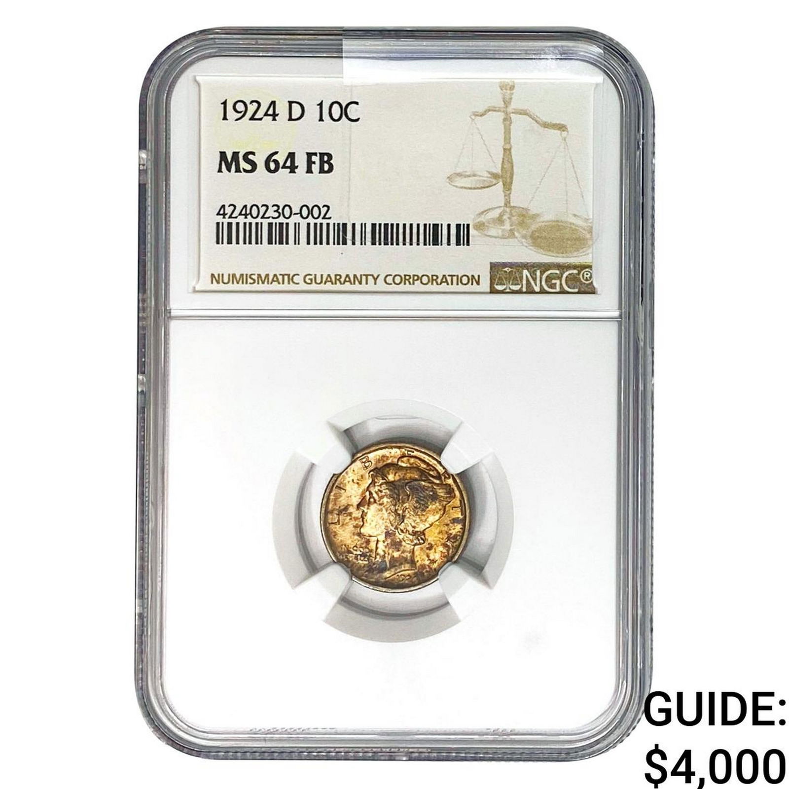 1924-D Mercury Silver Dime NGC MS64 FB (1 of 2)