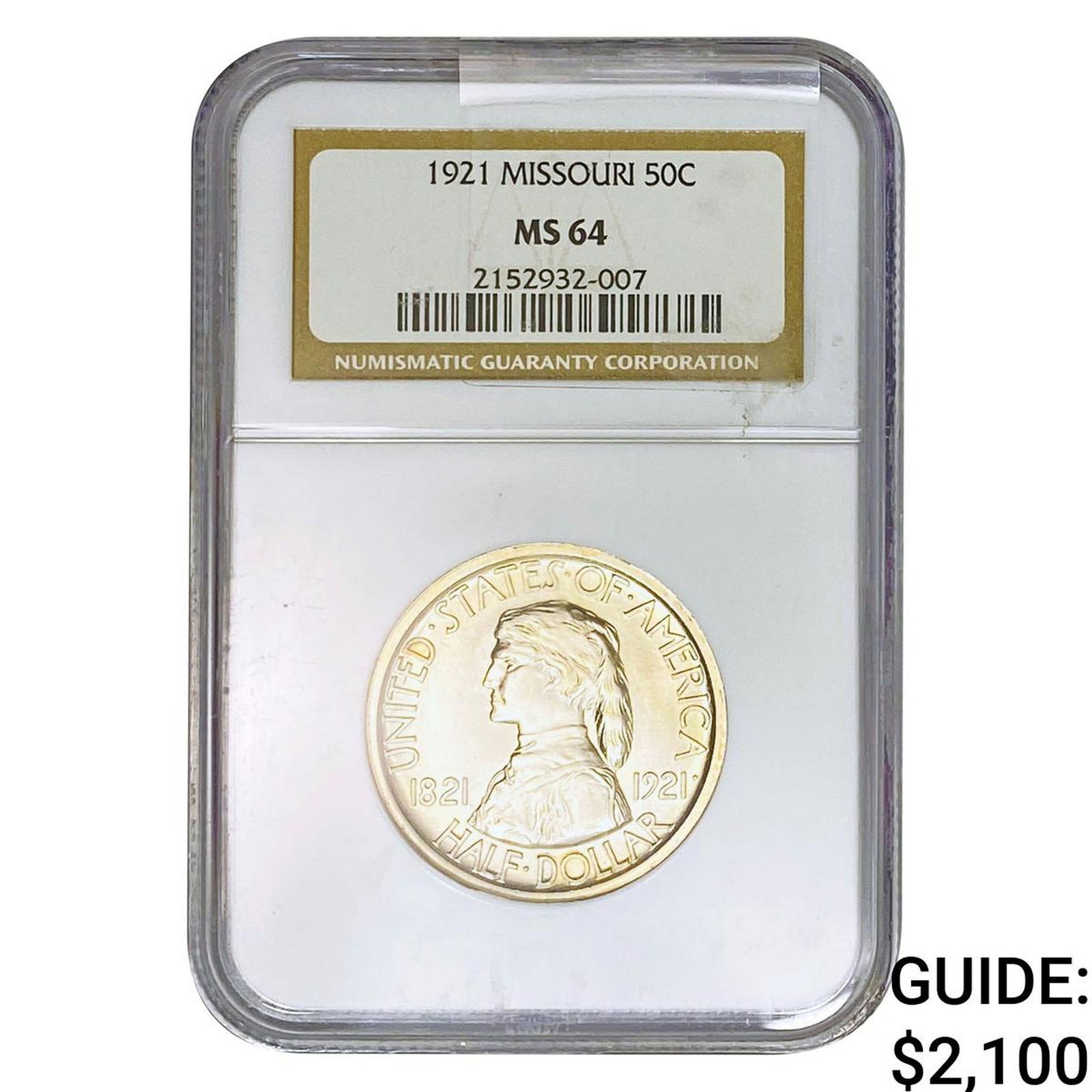 1921 Missouri Half Dollar NGC MS64: 1921 Missouri Half Dollar NGC MS64