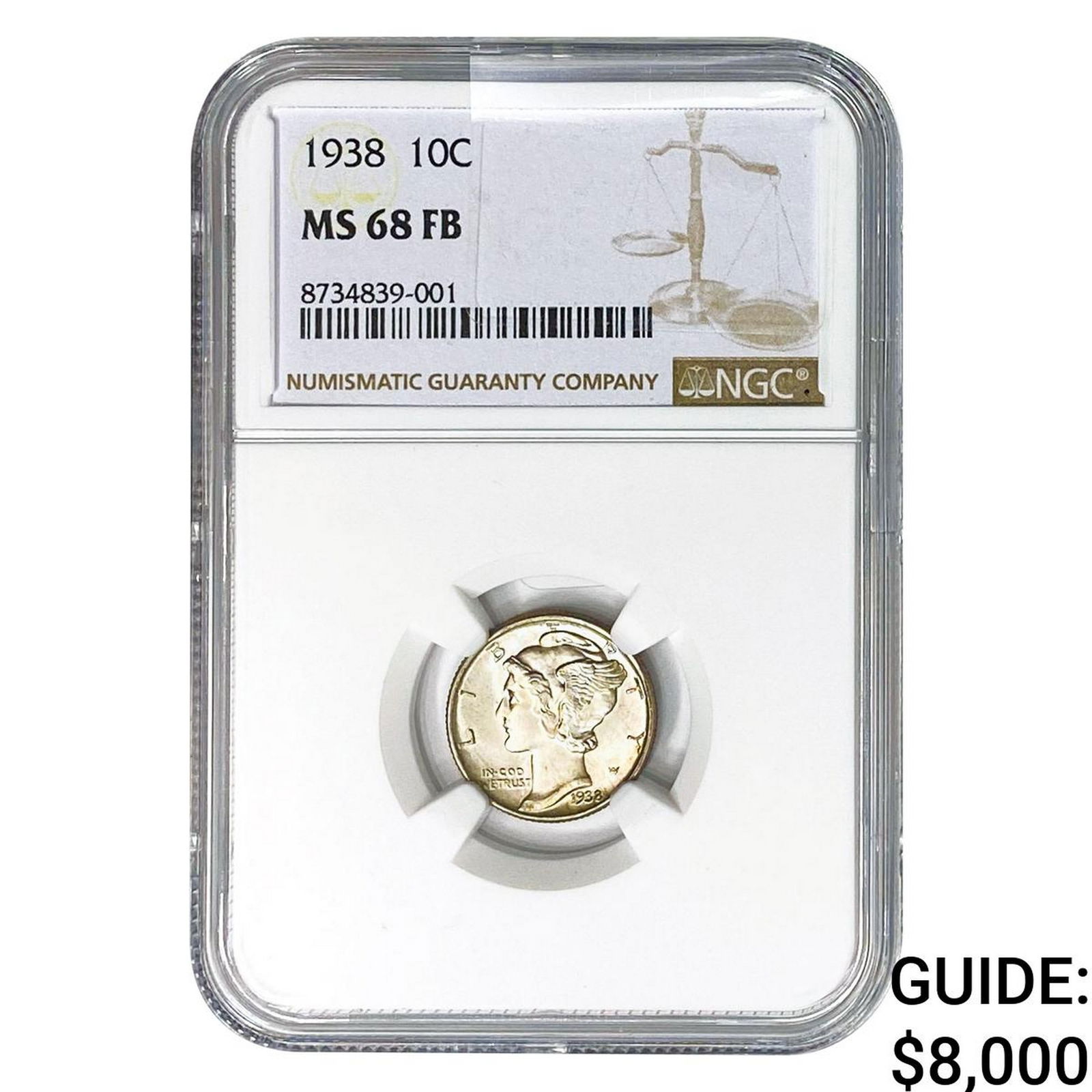 1938 Mercury Silver Dime NGC MS68 FB (1 of 2)