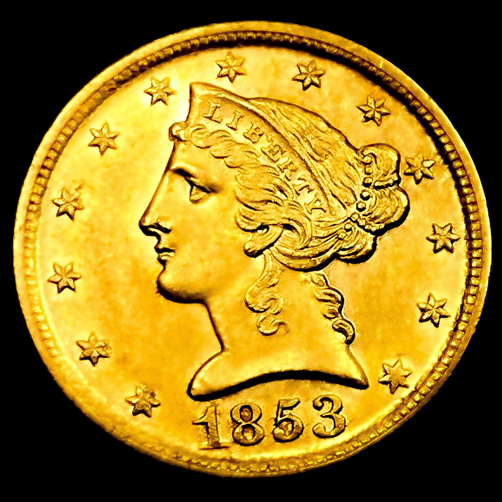 1853-D Lg D $5 Gold Half Eagle: 1853-D Lg D $5 Gold Half Eagle