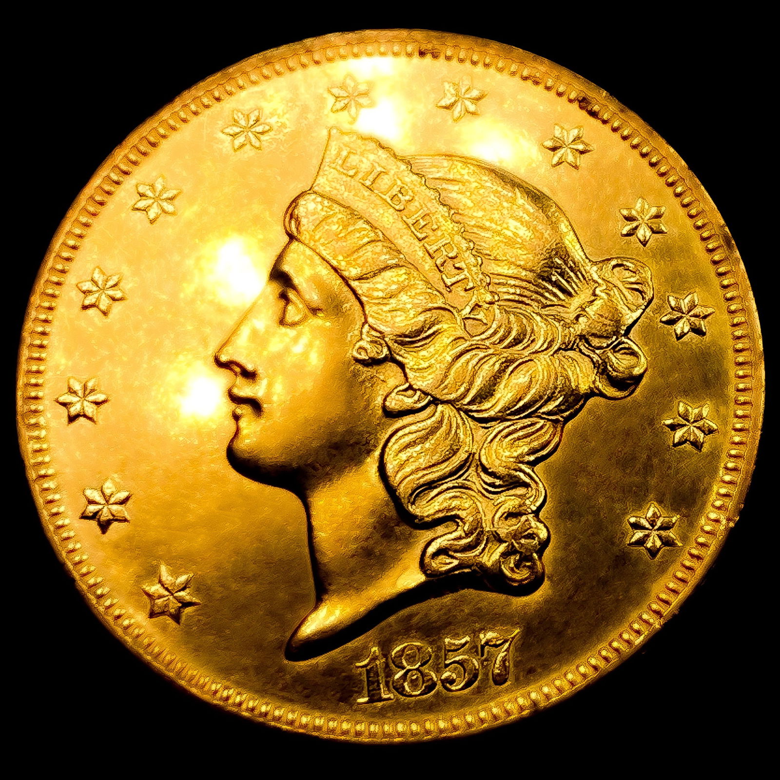 1857-O $20 Gold Double Eagle (1 of 2)